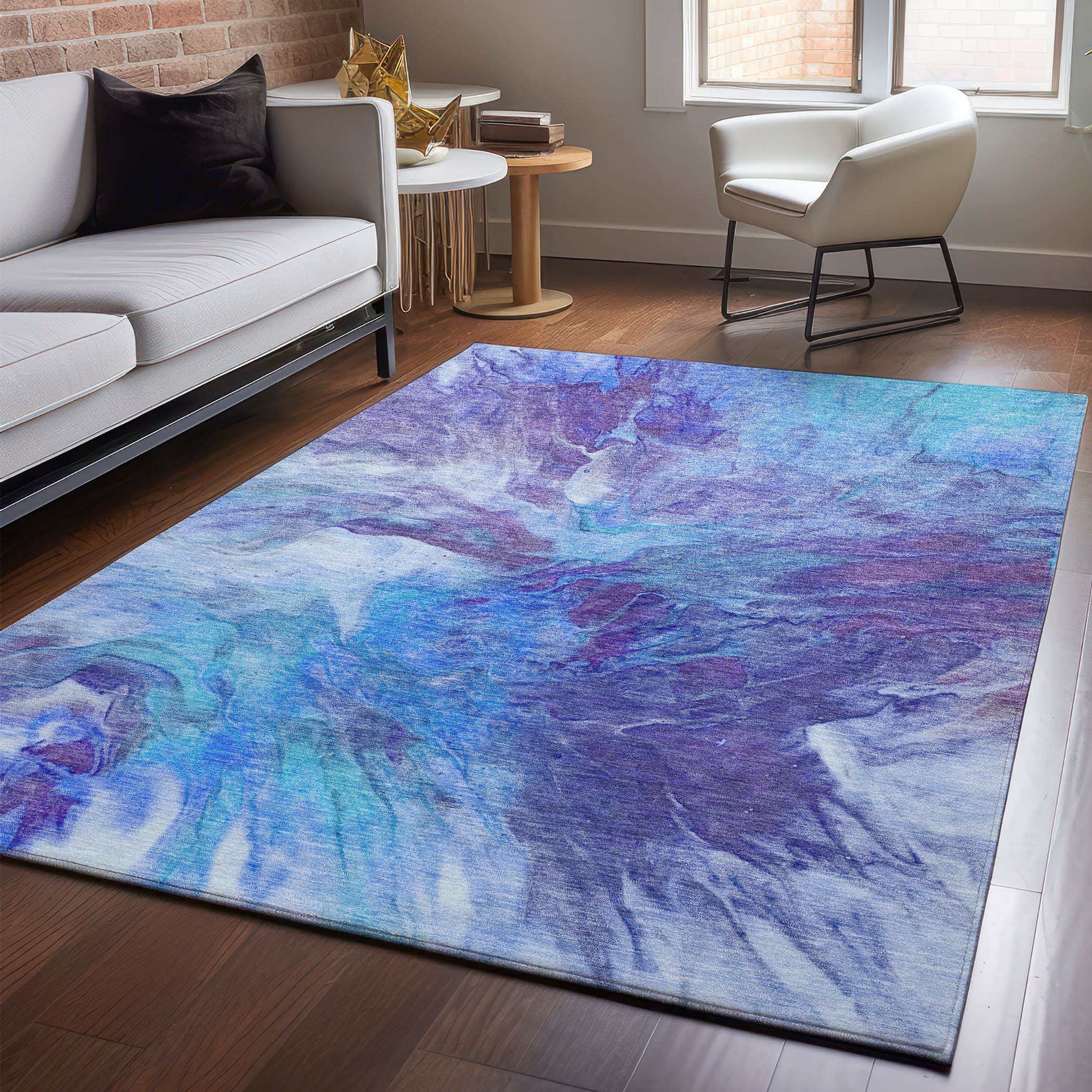 Addison Rugs AMF641BU10X14 Mayfield AMF641BU 10 x 14 (ft) Loomed Polyester Blue Rectangular Indoor Geometric Machine washable Area rug