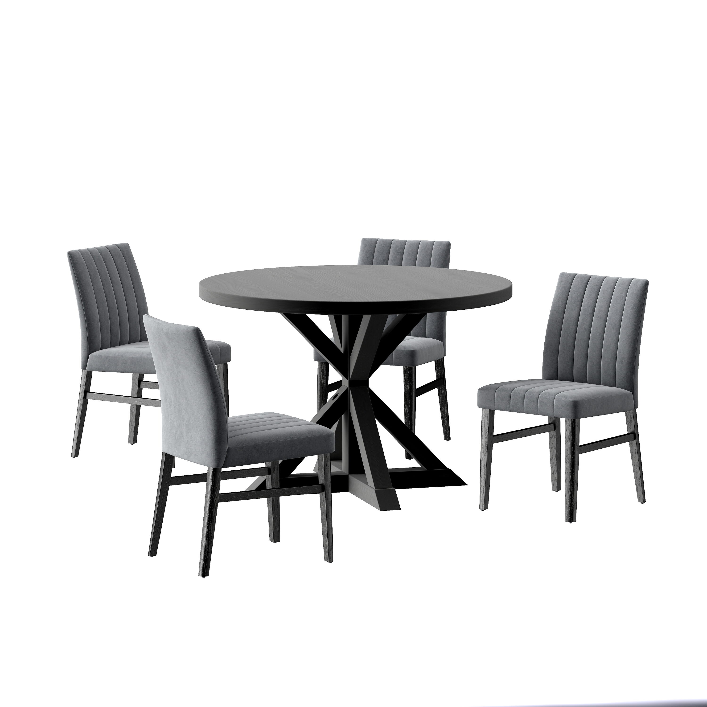 Roundhill Furniture T304-C056GYX2 Waltom Gray Contemporary/Modern Dining Room Set with Round Table ( Seats 4 )