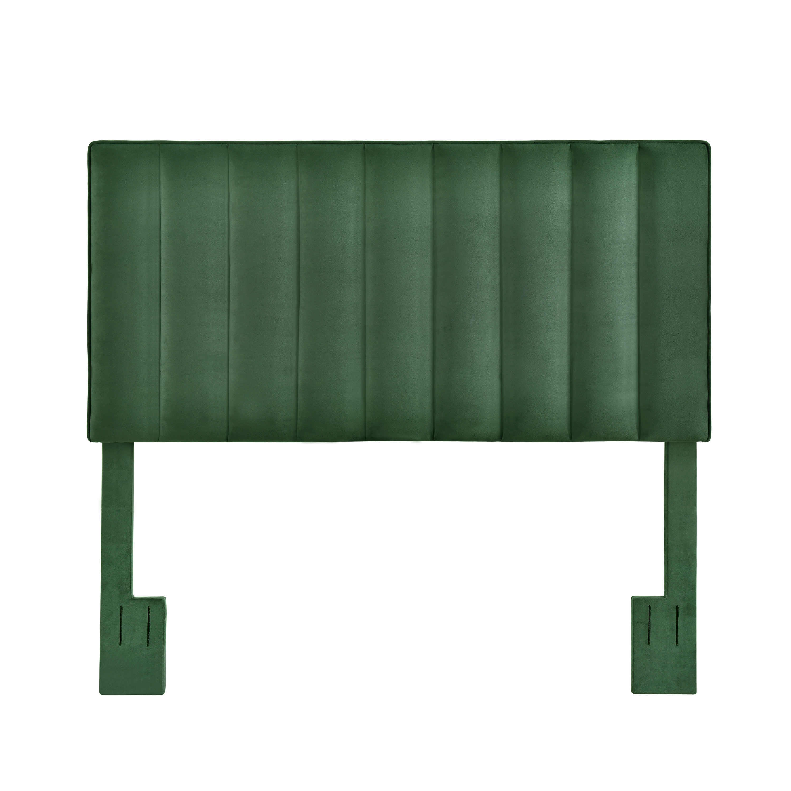 HomeFare DS-D367-250-3 Crushed-Velvet, Vertically Channeled, Adjustable Full or Queen Headboard in Emerald Green