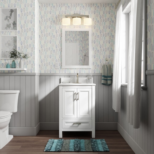 allen + roth Crest Hill 24-in White Undermount Single Sink Bathroom Vanity with Engineered Carrara Marble Top allen + roth Crest Hill 24-in White Undermount Single Sink Bathroom Vanity with Engineered Carrara Marble Top