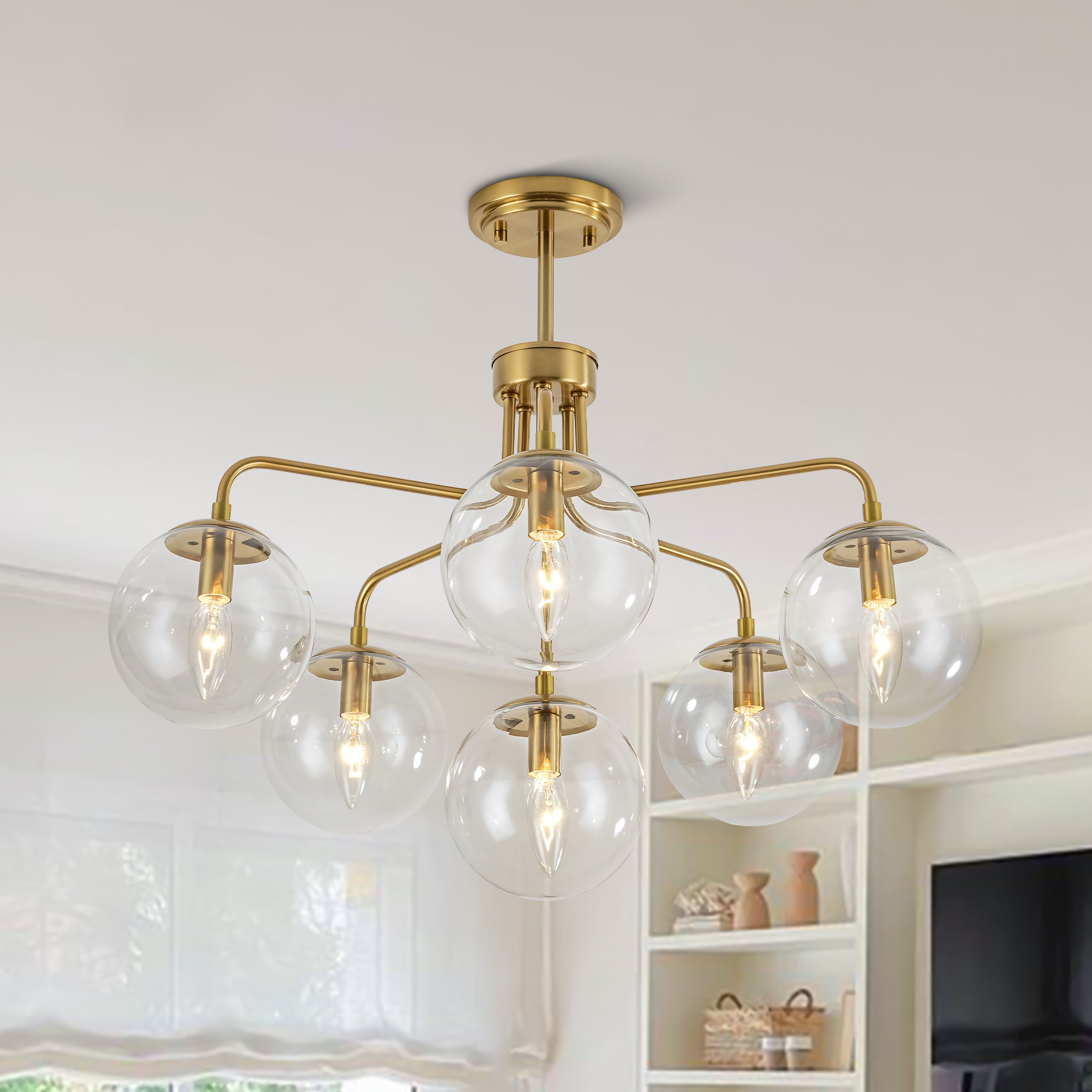 Zicbol 6 -Light Brass Clear glass Metal Chandelier