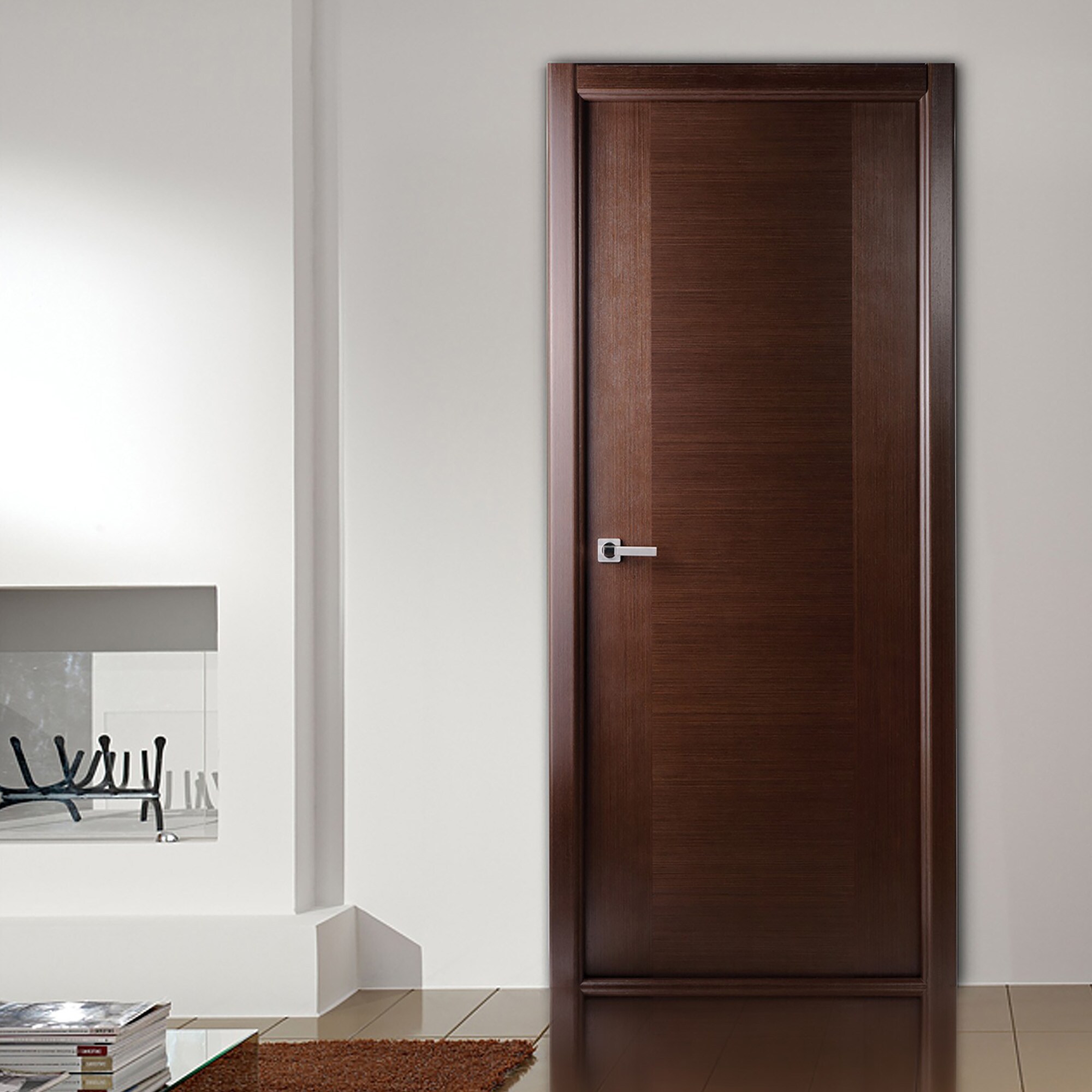 Belldinni Vona 01 2HN Gold 30 in. x 80 in. Left-Handed Solid Core Veralinga Oak Textured Wood Single Prehung Interior Door, Dark Brown/Veralinga Oak