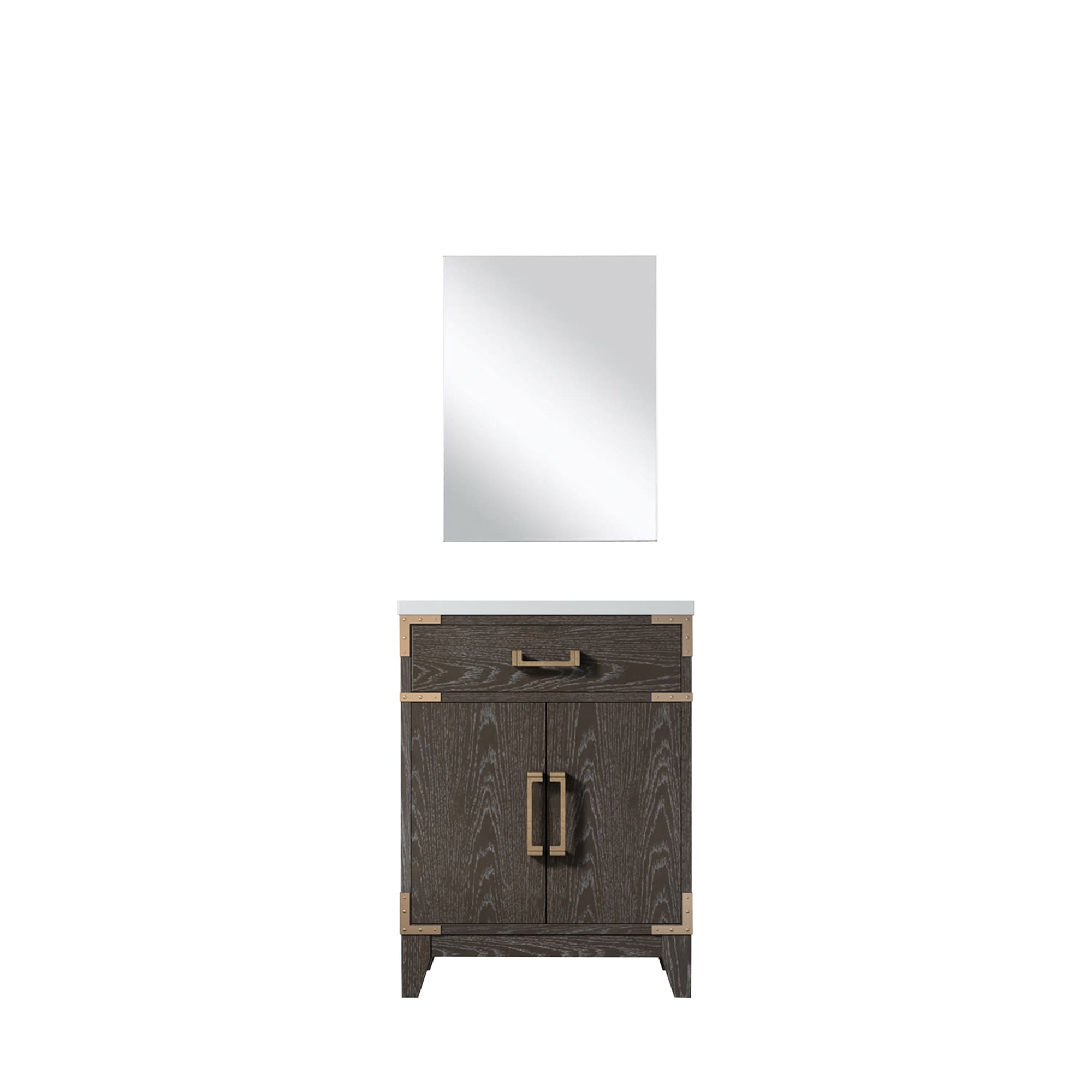 Lexora LVW24SK510 Wilton 24-in Brown Oak Single Sink Bathroom Vanity with White Acrylic Top (Mirror Included)