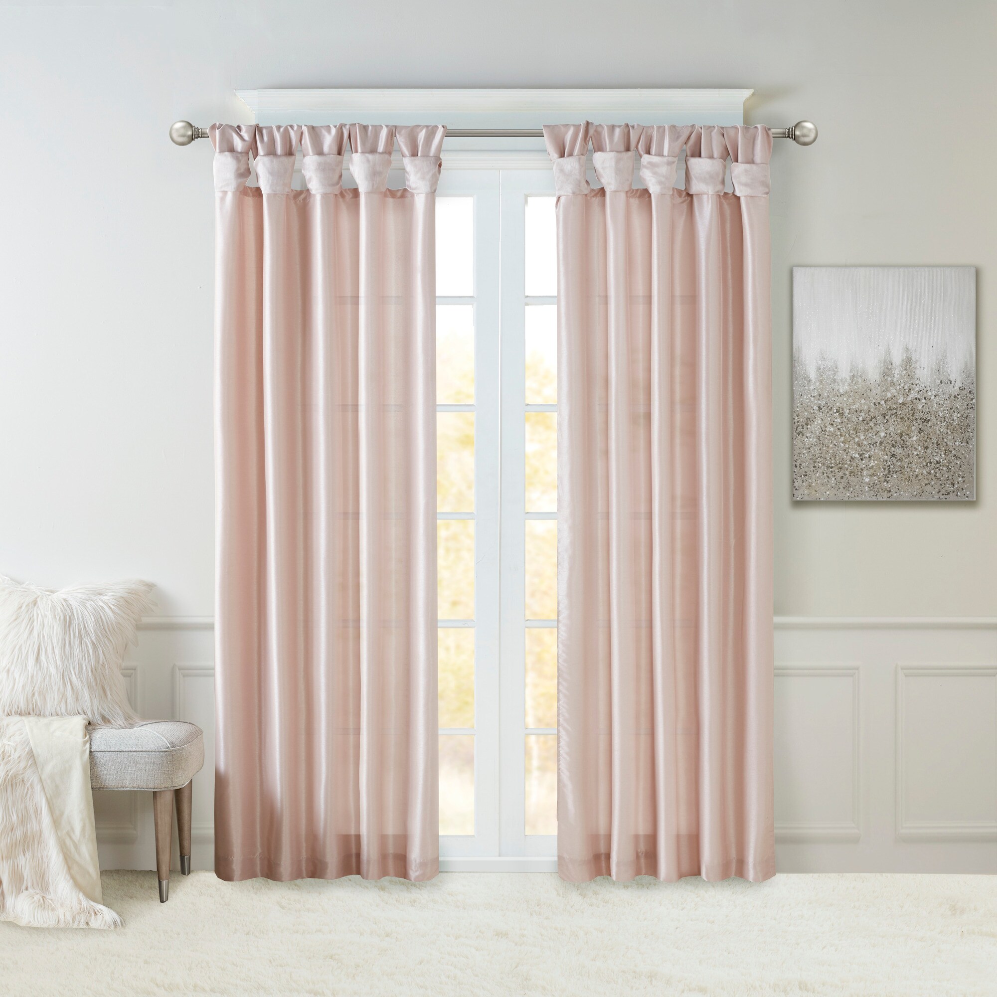 Madison Park MP40-6323 108-Inches Blush Interlined Top tab Single curtain panel