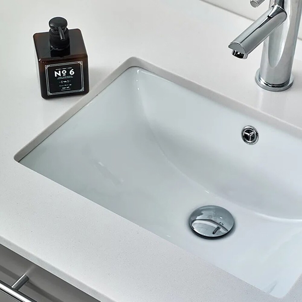 Lucera 24" Wall Hung Gray Quartz Top Modern Bathroom Vanity