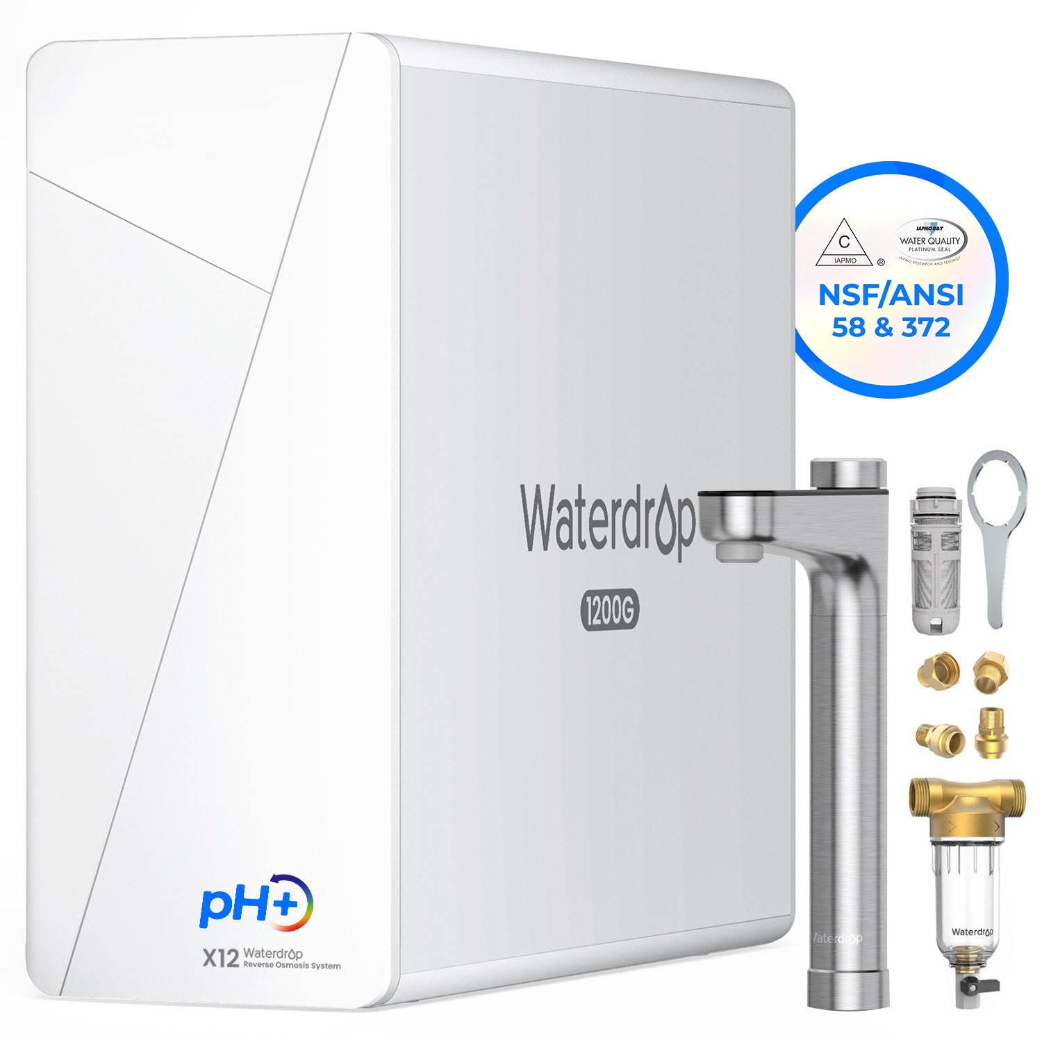 Waterdrop BL-WD-X12-RPFK  X12-Alkaline Mineral pH+ Reverse Osmosis System Extra WD-RPFK-1 Spin Down Sediment Filter
