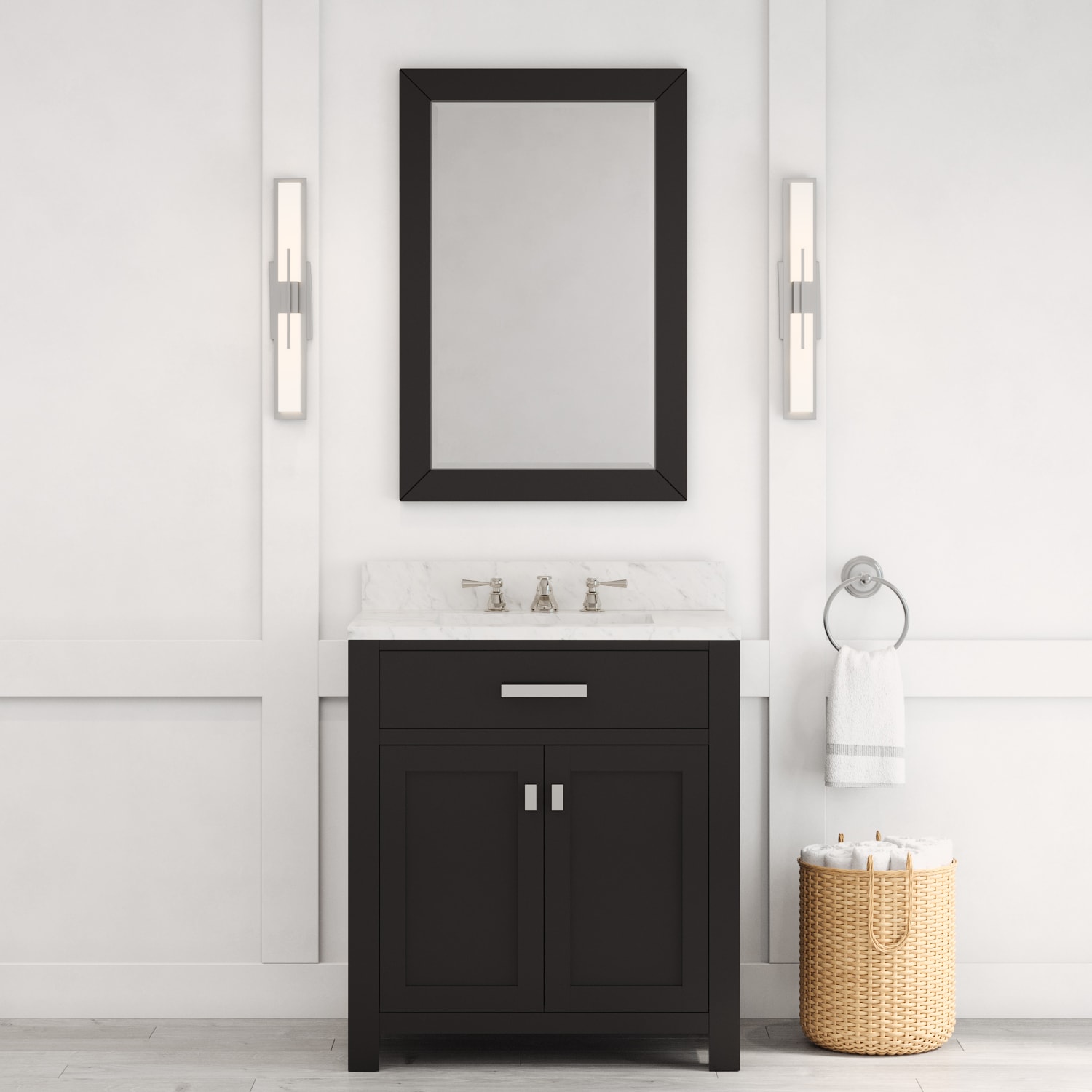 Water Creation MADISON30E Madison 30-in Espresso Undermount Single sink Bathroom Vanity with Carrara white Natural marble Top