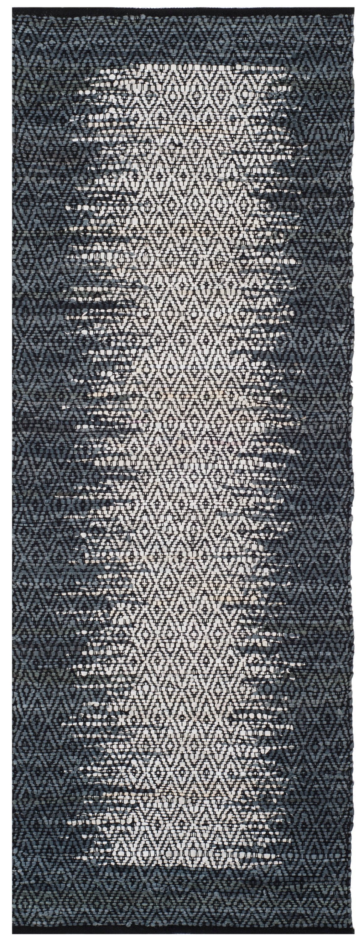 Safavieh VTL387B-29 Vintage Leather Deaver 2 x 9 (ft) Leather Light Gray/Charcoal Rectangular Indoor Border Coastal Runner rug