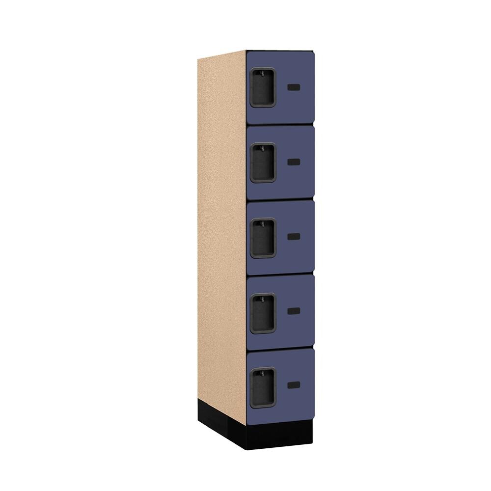 SALSBURY INDUSTRIES 35151BLU 12 -in Wide Five Tier Box Style Designer Wood Locker- 1 Wide- 5 -ft High- 21 -in Deep- Blue