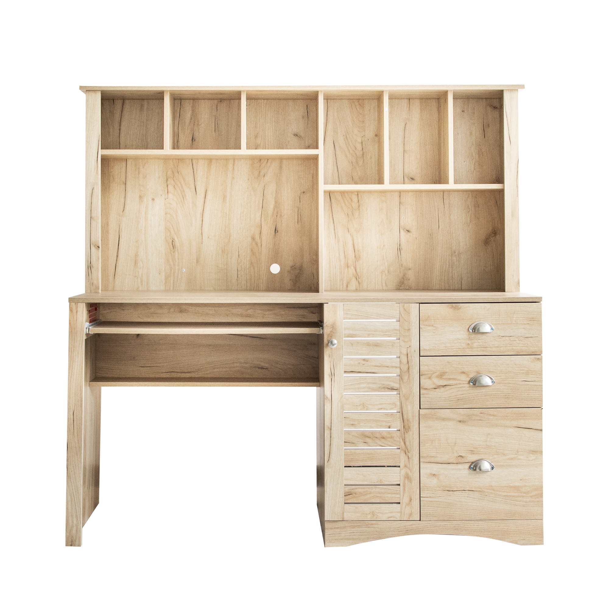 GZMR GR-W331S039 Computer Desk 57.56-in Brown Modern/Contemporary Oak Computer Desk Hutch Included