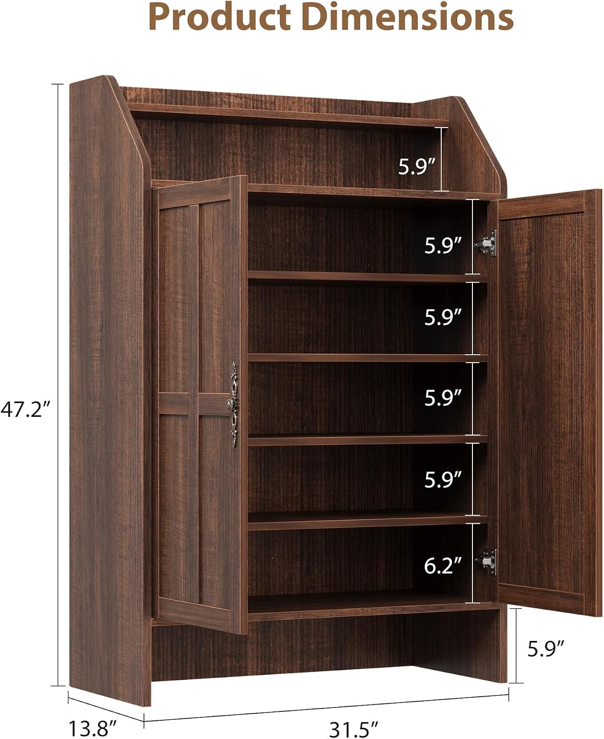 Garvee 31.5in Tall Farmhouse Shoe Cabinet with 2 Doors Shoe Storage ...
