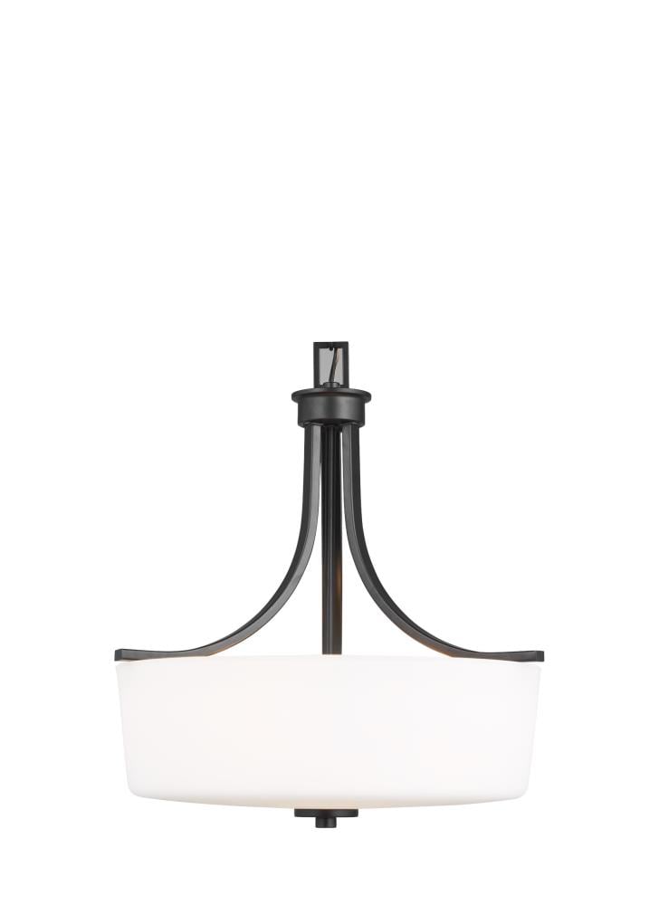 Generation Lighting Kemal 3 Light Midnight Black Transitional Etched Glass Bowl Led Medium 2587