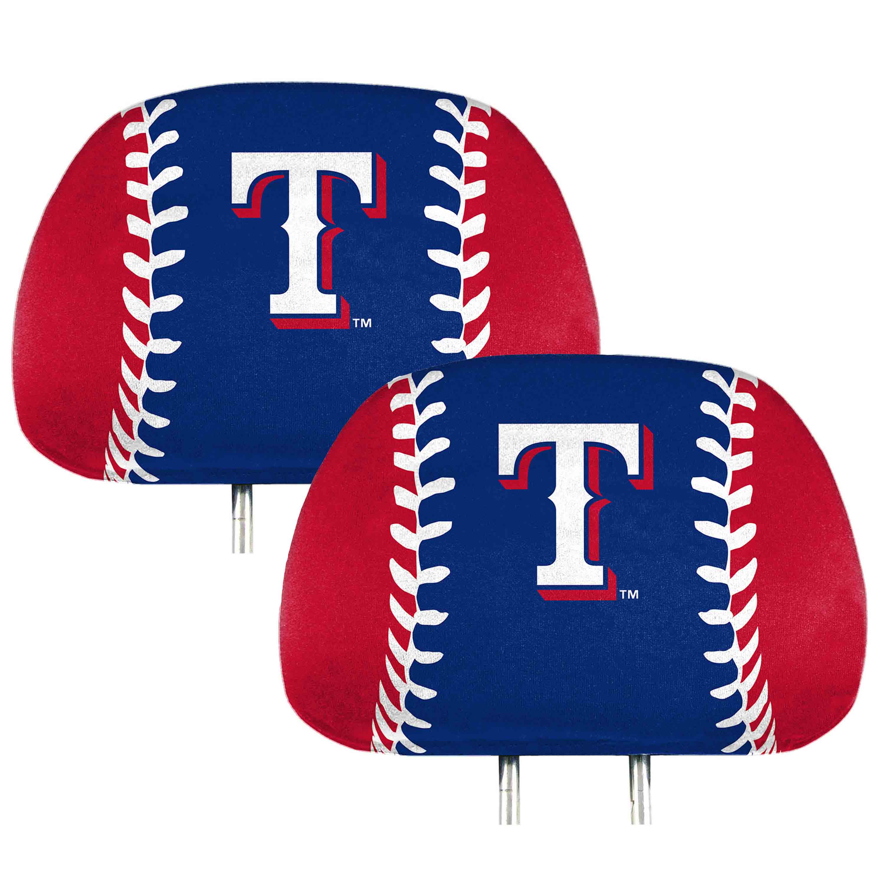 FANMATS 62594 MLB- Texas Rangers 2 Piece Color Head Rest Cover Set
