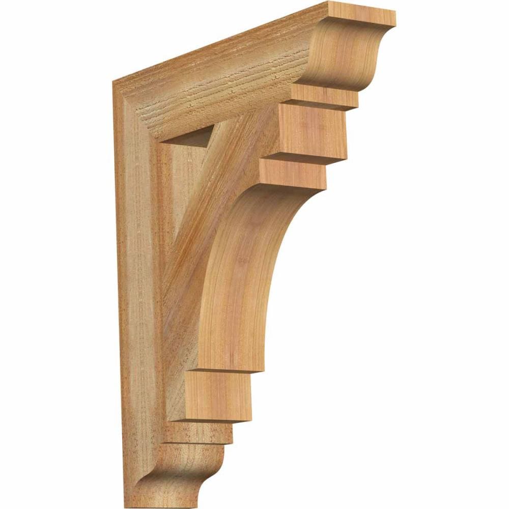 Ekena Millwork BKT04X18X22MRC01RWR Merced traditional rough sawn 4-in x 18-in x 22-in Western red cedar Brown Wood Standard bracket
