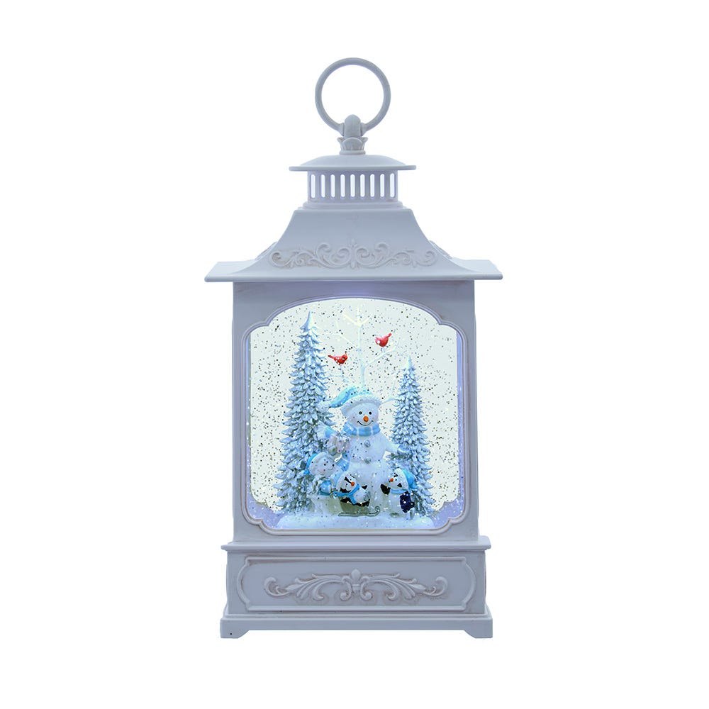 12.75-Inch Battery Operated USB LED Lighted Snowmen and Penguins Water Lantern