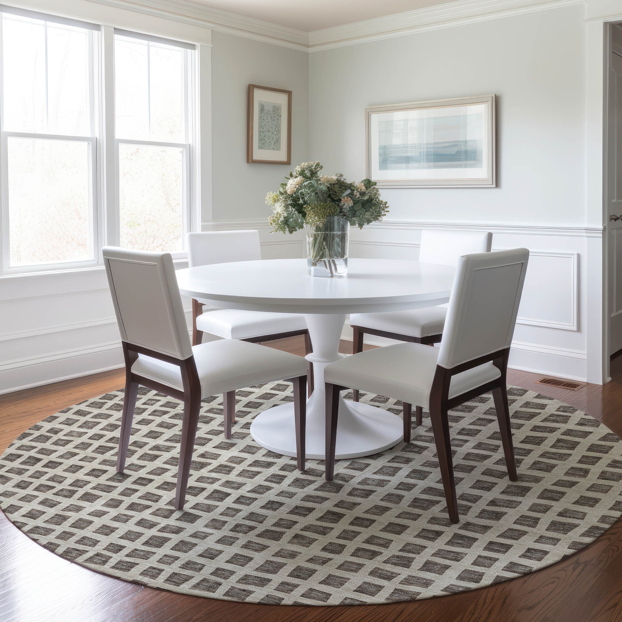 Addison Rugs ACN727BR8RO Chantille ACN727BR 8 x 8 (ft) Polyester Brown Round Indoor/Outdoor Geometric Machine washable Area rug
