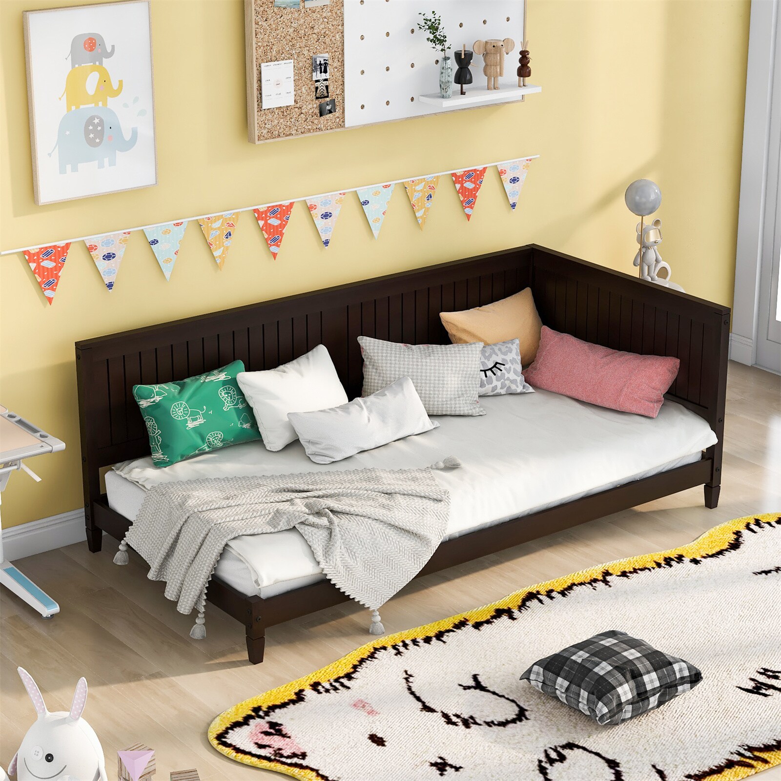 BESTCOSTY WF297LJW689AAP-ZY Espresso Twin Size Wood Daybed Sofa Bed