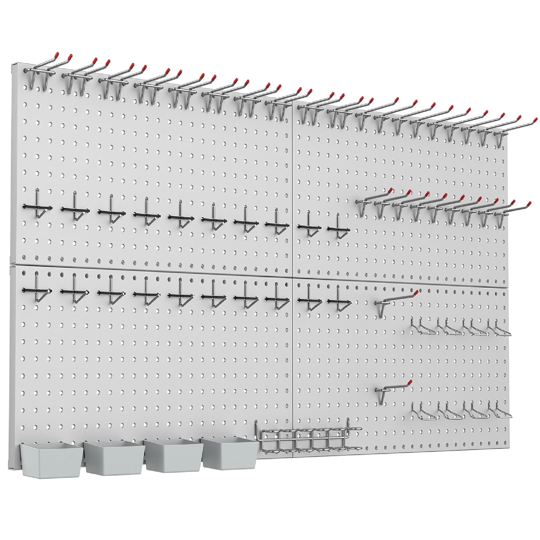 Vrbgify  Metal Pegboard Kit with Accessories for Garage Wall Tool Storage Modular Organizer Board with Hooks 97 pcs Heavy Duty Steel Panels