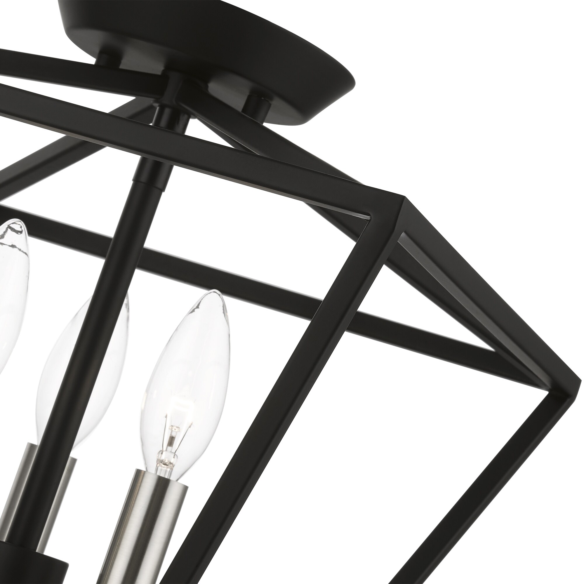 Devone 3-Light Black and Brushed Nickel Semi-Flush Mount