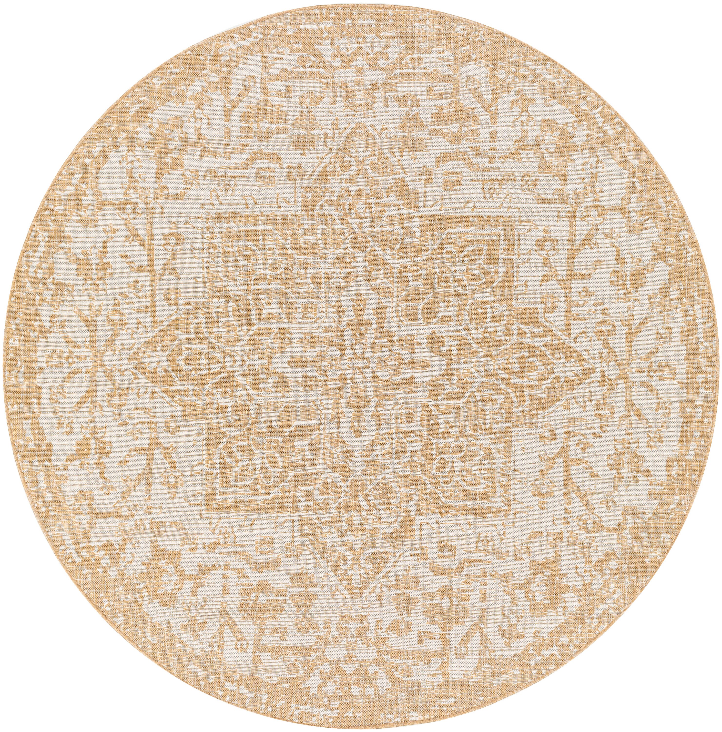 Surya EAG2376-53RD Eagean 5 x 5 (ft) Polypropylene Beige Round Indoor/Outdoor Medallion Oriental Area rug