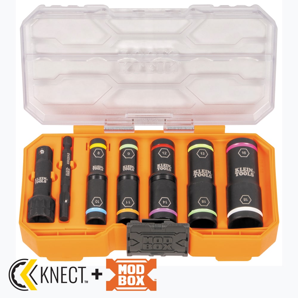 Klein Tools 65619 KNECT Flip-10 Heavy Duty Flip Impact Socket Set, Metric, 8-Piece