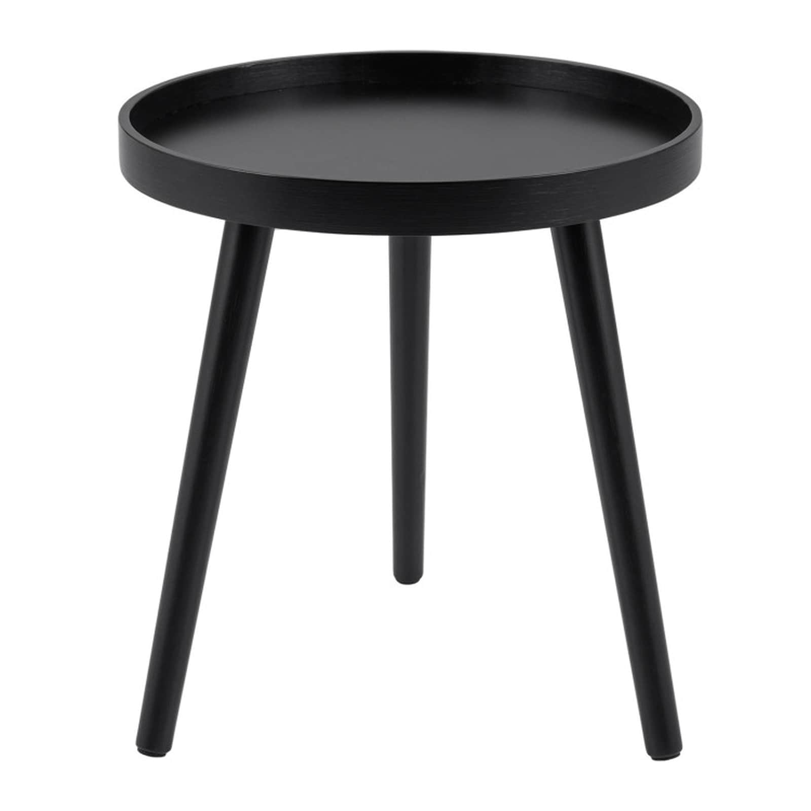 SUGIFT Mid Century Modern Round Side Sofa Coffee Table with Wooden Tray-Black