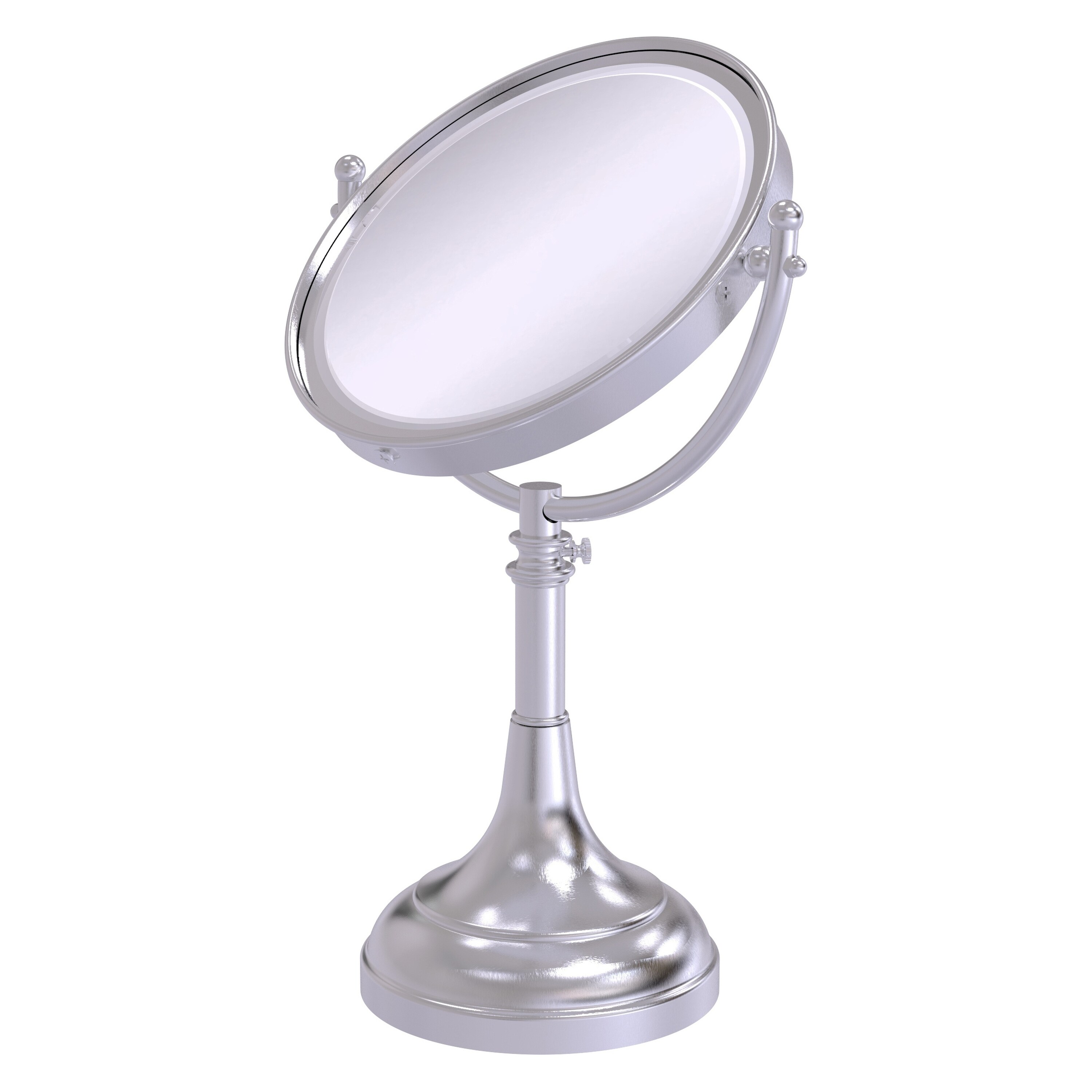 Allied Brass 8-in x 23.5-in Satin Chrome Double-Sided Magnifying Countertop Vanity Mirror