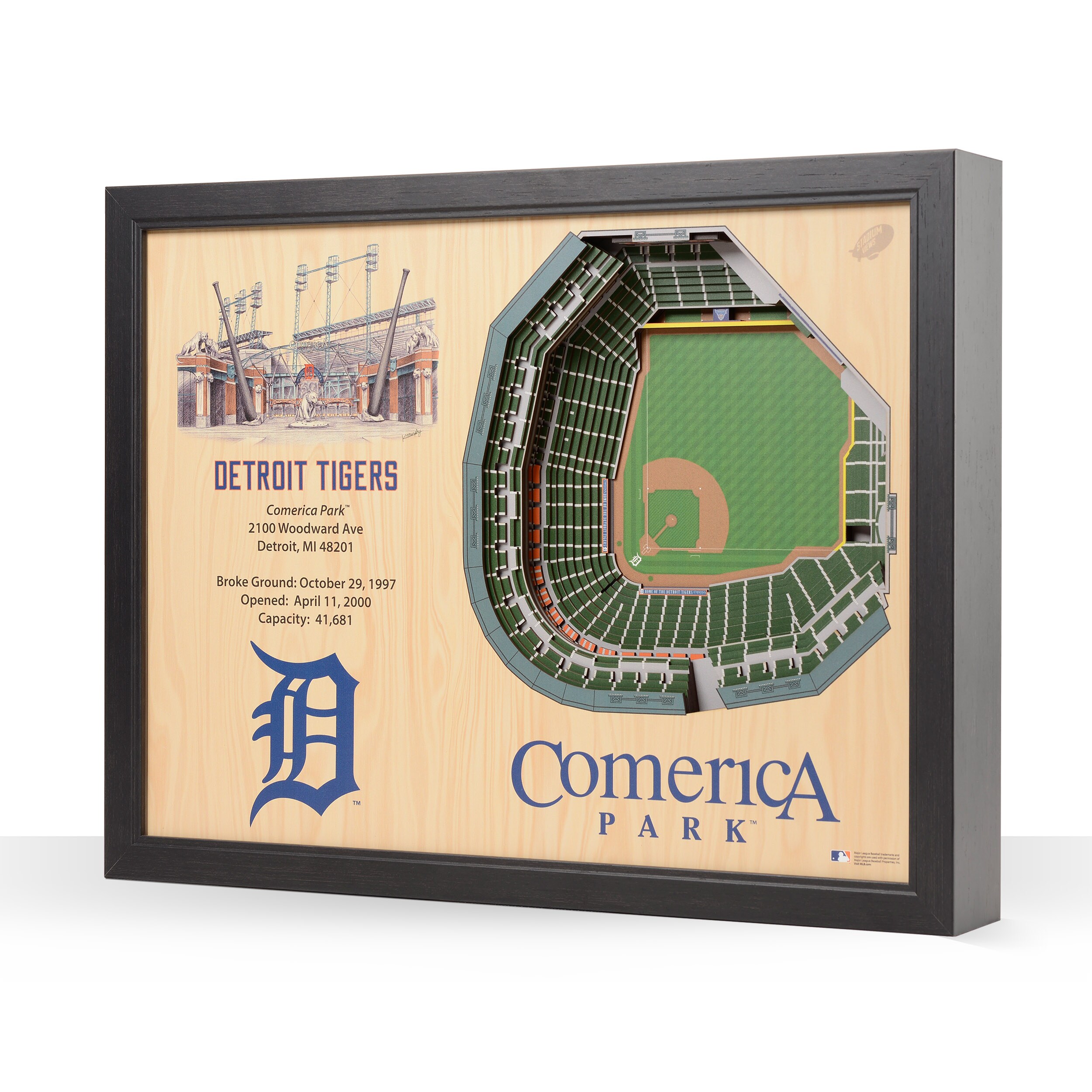 YouTheFan 2507118 12 x 12 in. MLB Detroit Tigers 3D Logo Series Wall Art