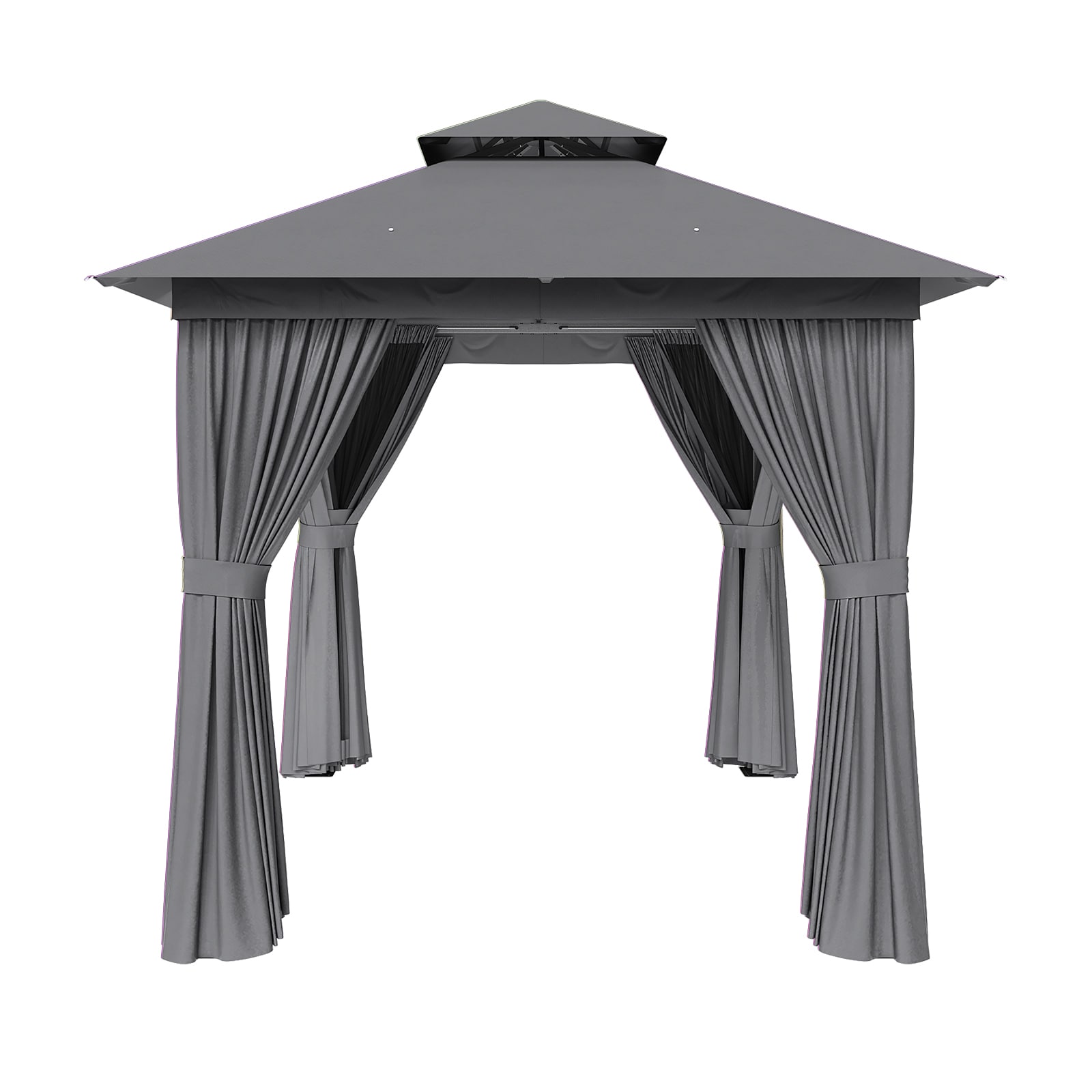 AOXUN AX-402G09 8-ft x 8-ft Outdoor Gazebos Gray Gazebo with Soft Top Roof (Screen Included)