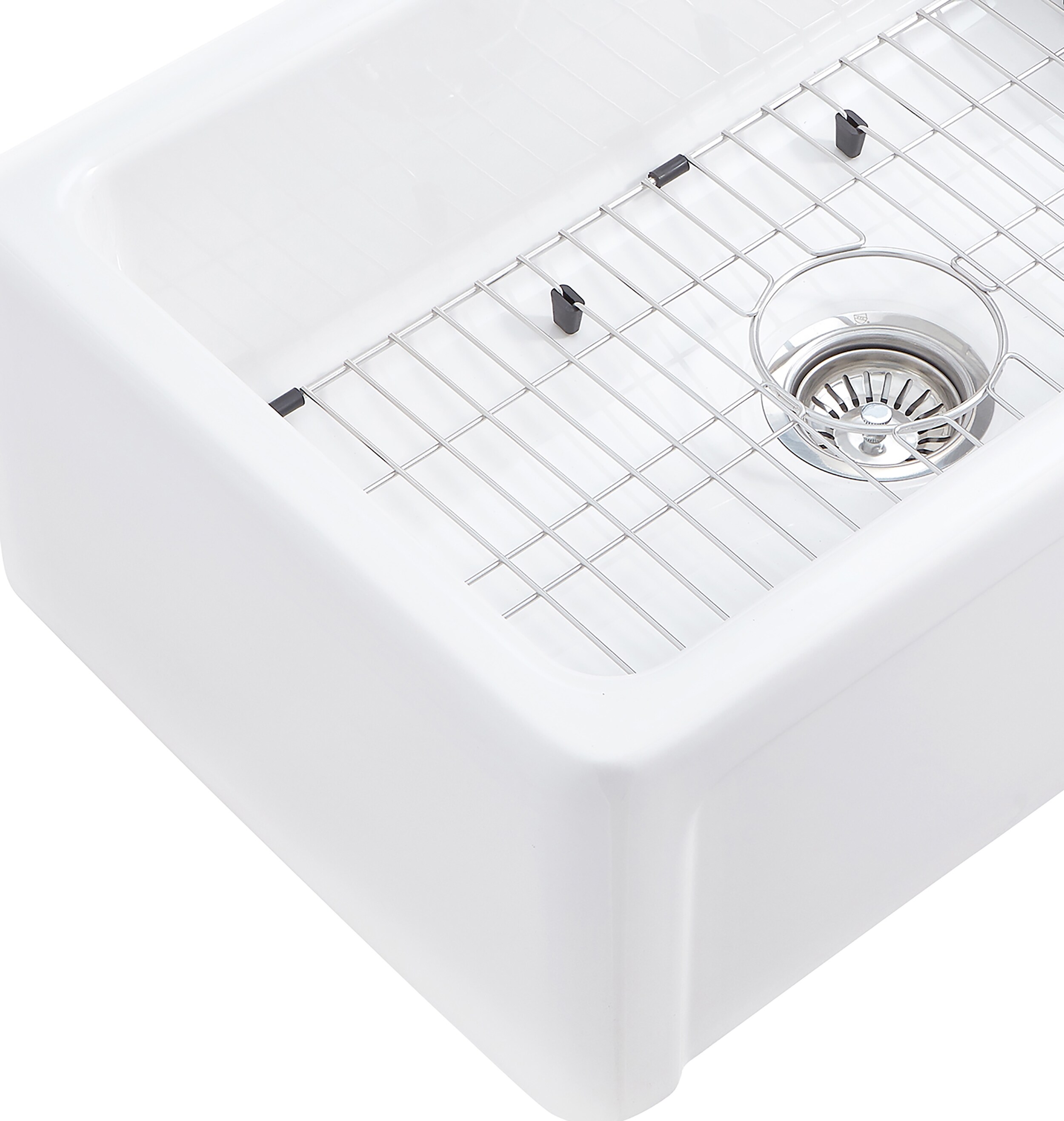 allen + roth Farmhouse Apron Front 30-in x 18-in White Fireclay Single Bowl Kitchen Sink