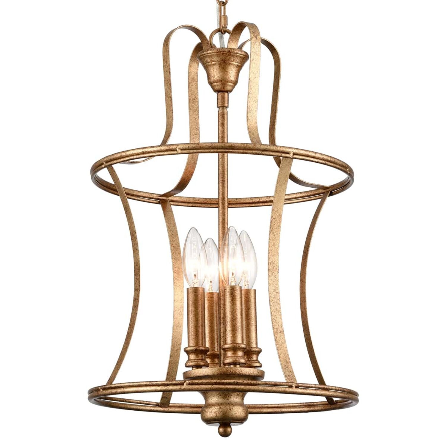 Claxy TY-T5250-4DU-TX Rustic/Industrial 4-Light Rusty Gold Rustic Led; Damp Rated Chandelier