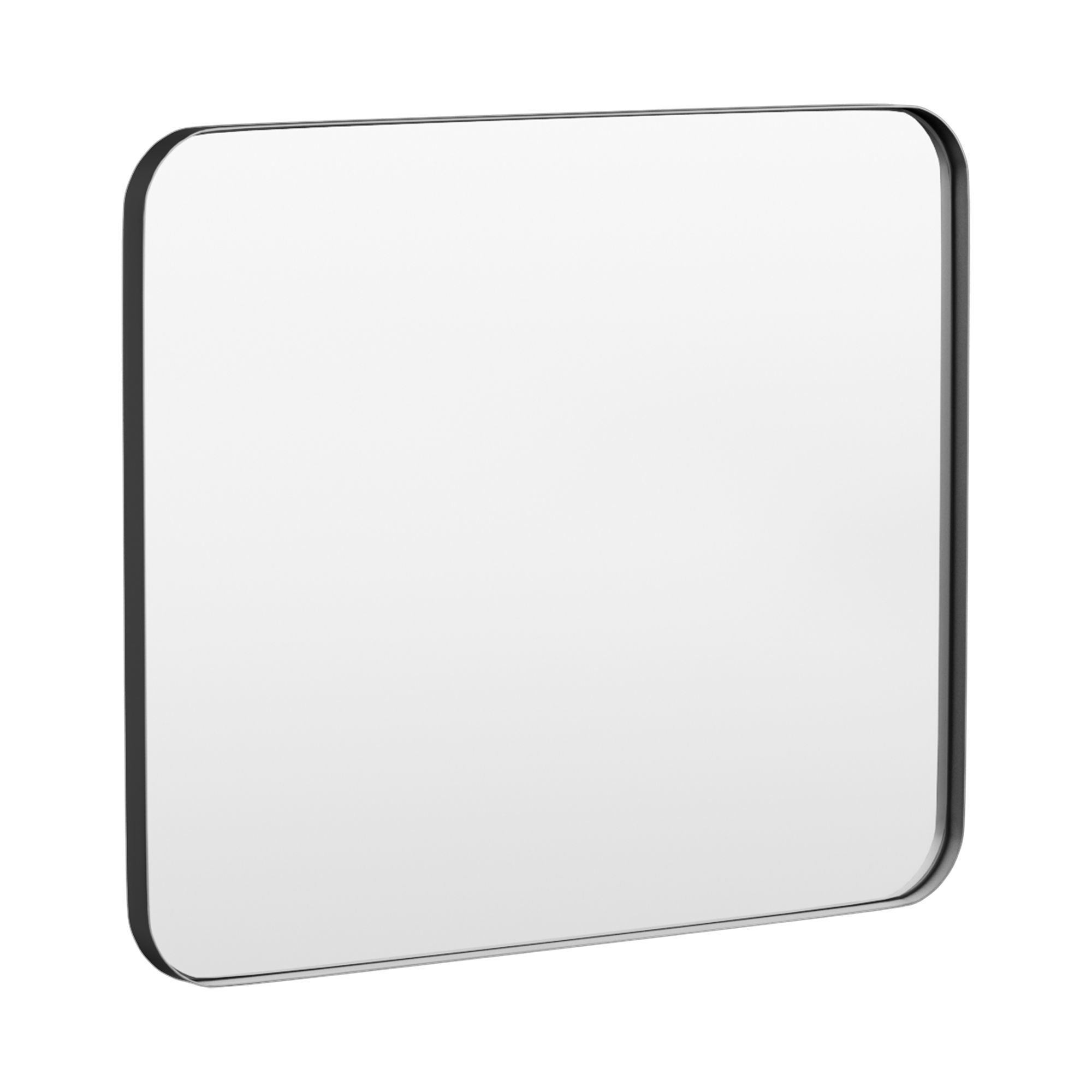 LOVMOR M-B-3630-LSQ 36 in. W x 30 in. H Modern Rectangular Aluminum Framed Wall Bathroom Vantiry Mirror in Black