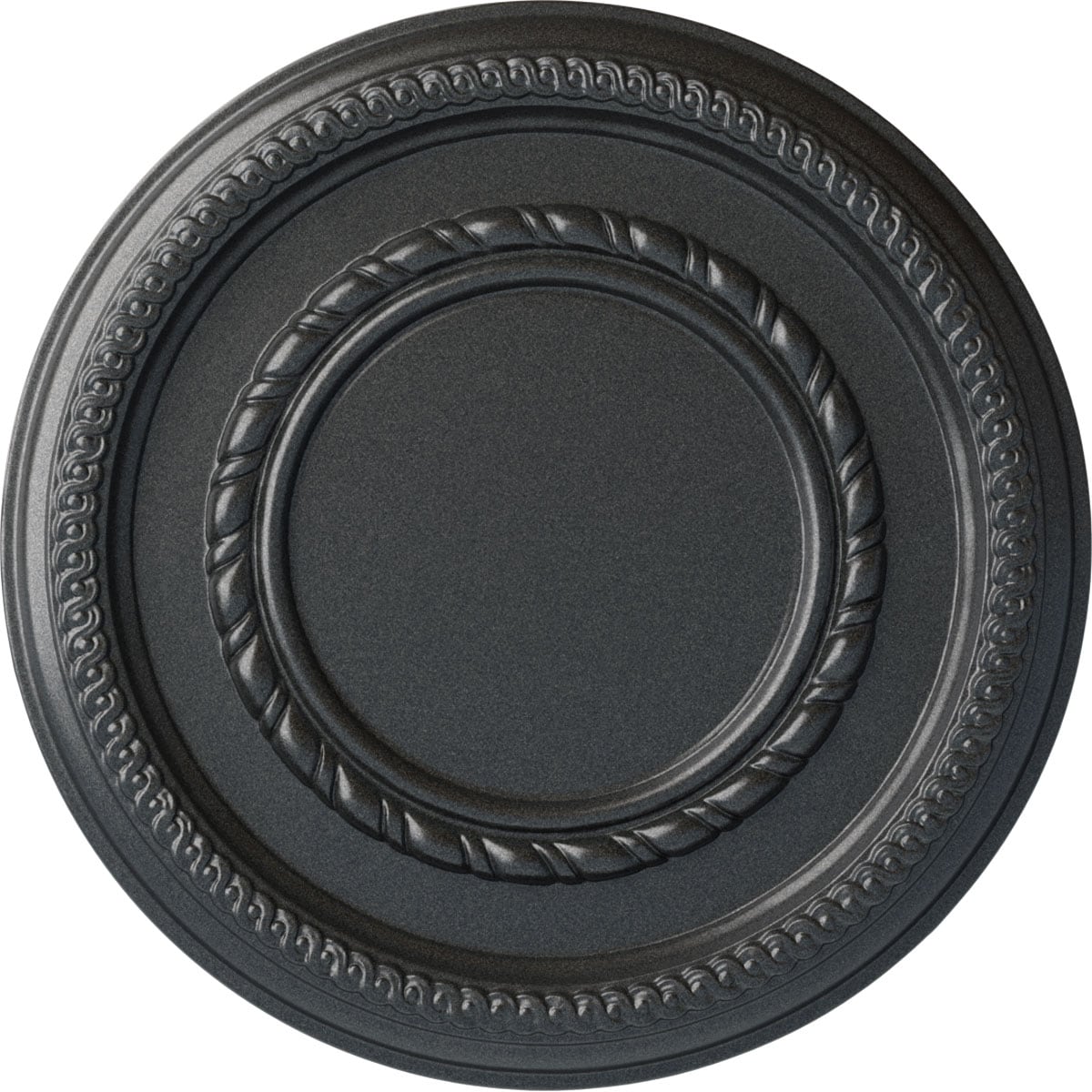 Ekena Millwork CM12FEPES Federal Roped Small 12.5-in W x 12.5-in L Painted Pewter Polyurethane Whole Ceiling Medallion