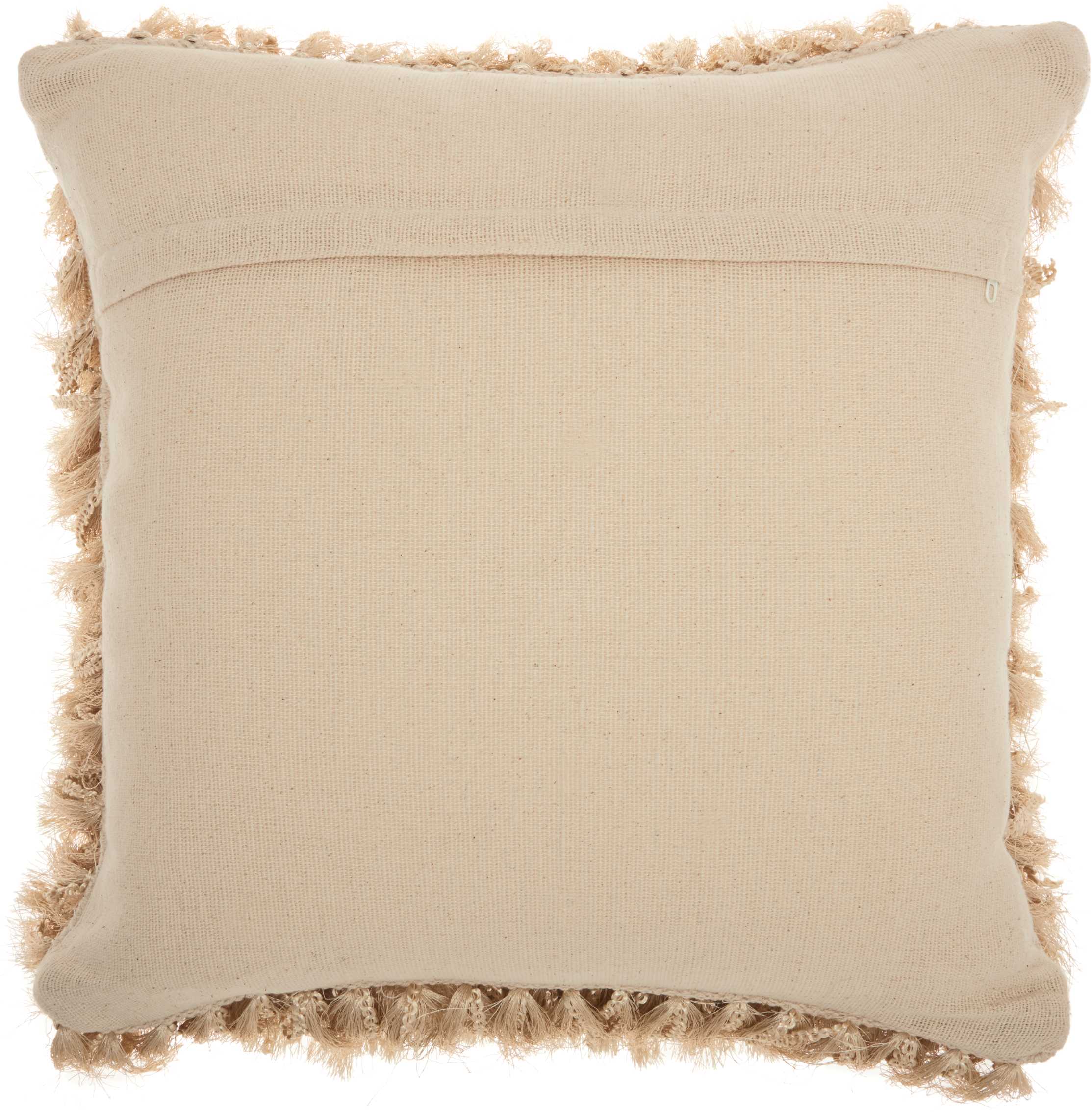 Beige Braided Shag Square Throw Pillow Set, 20" x 20"