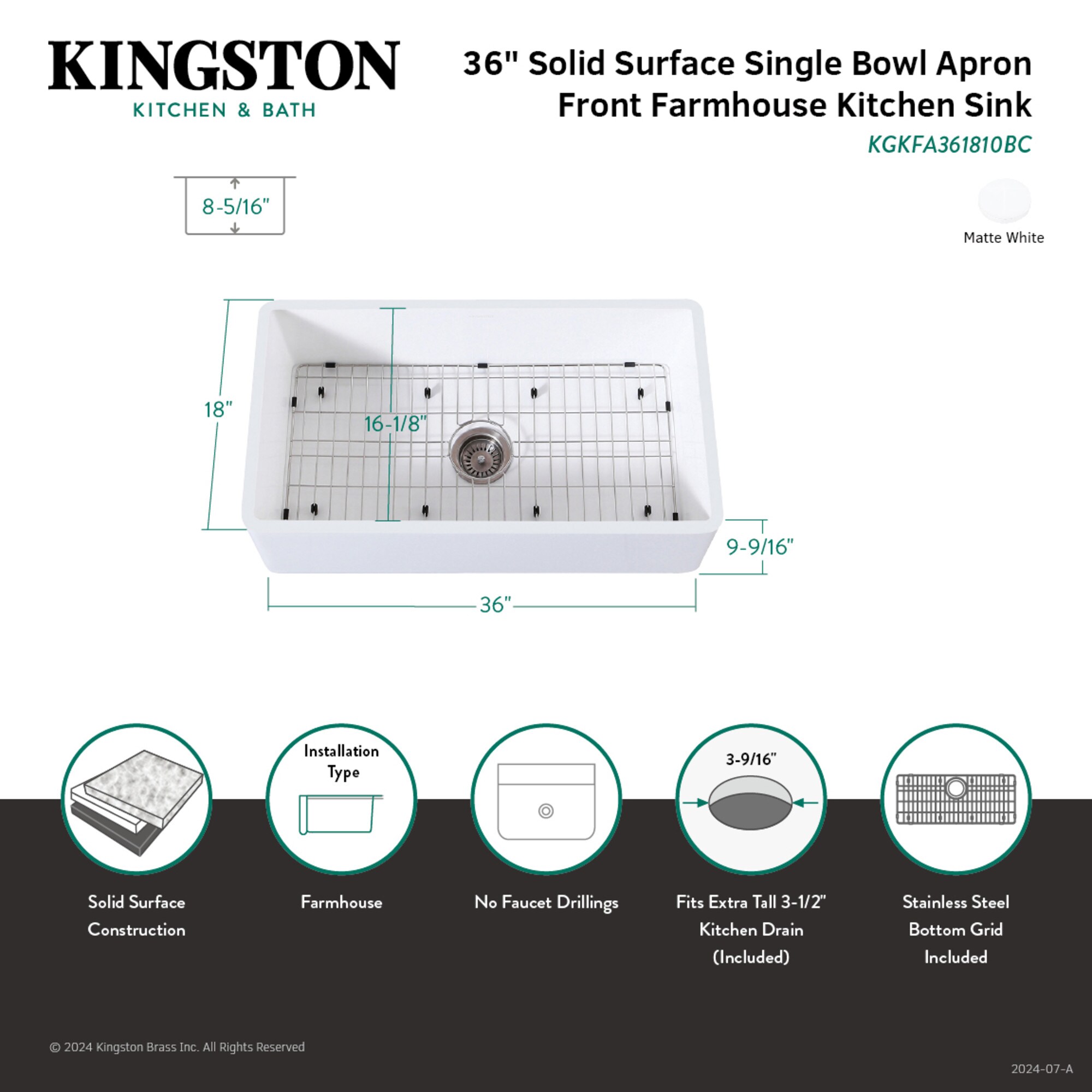 Kingston Brass WLKGKFA361810BC Kitchen-Sinks - View #3