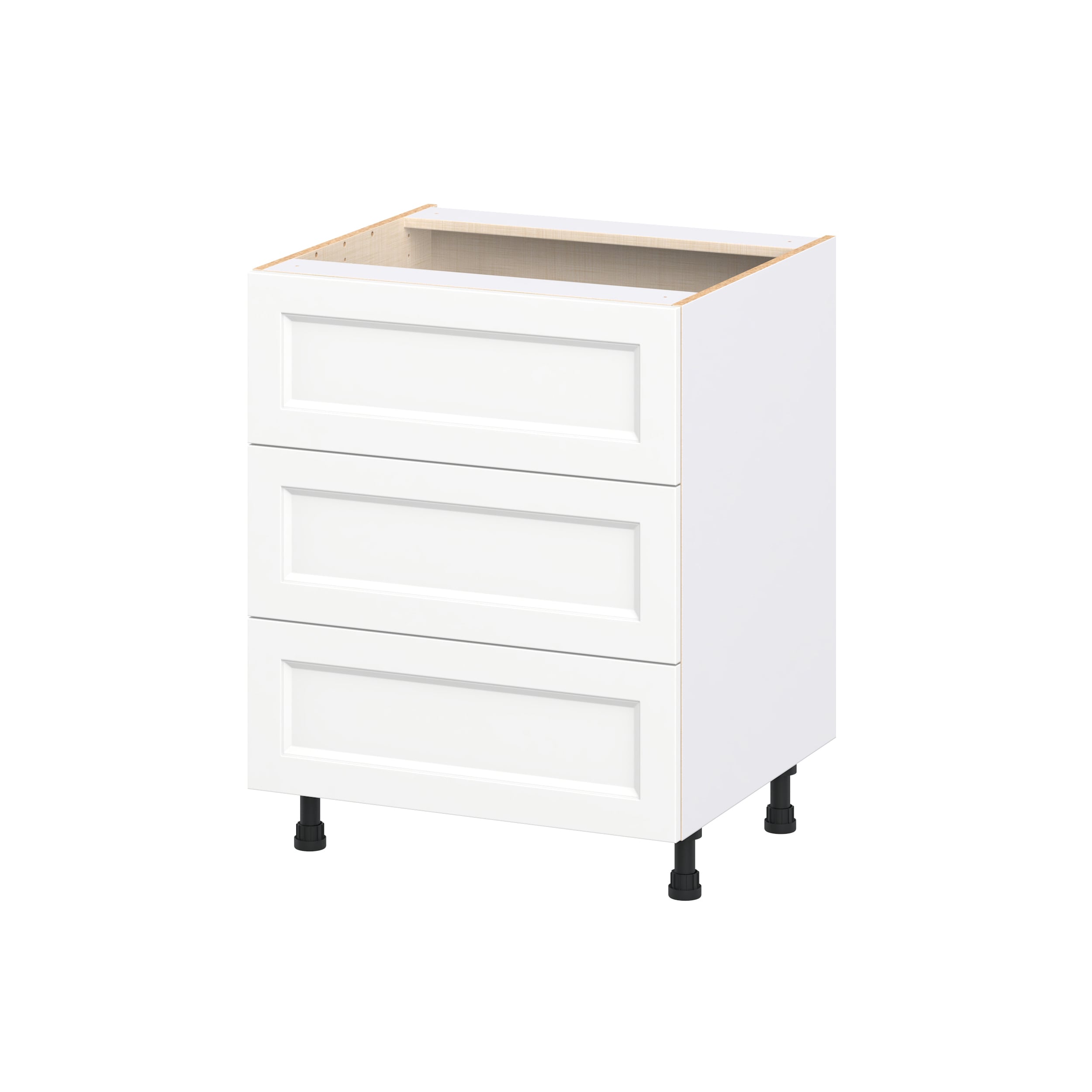 Hugo&Borg DSB3DA27-RI Riviera 27-in W x 34.5-in H x 24.5-in D Bright White 3 -Drawers Drawer Base Fully assembled Cabinet Recessed Panel Shaker