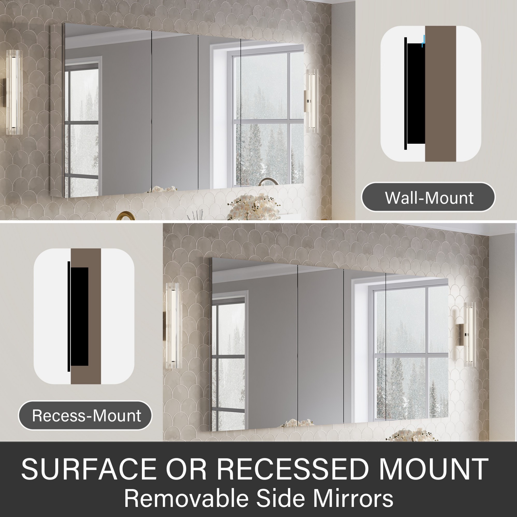 WELLFOR JRA20R12R12L20L32 Bathroom-Medicine-Cabinets - View #5