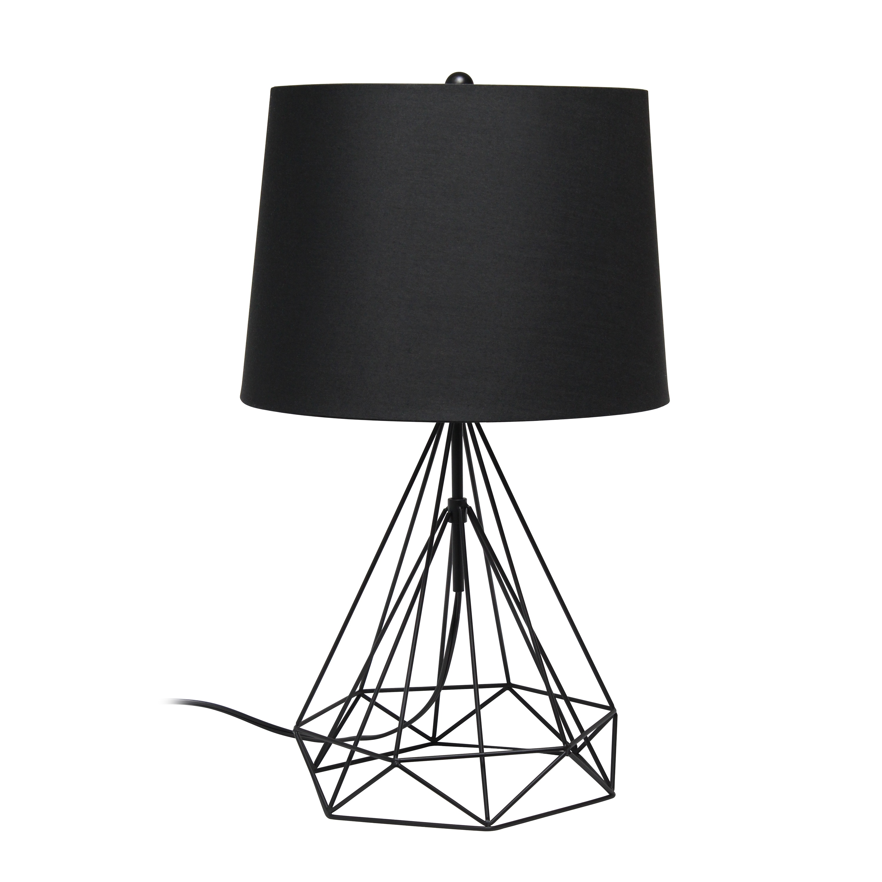 Lalia Home LHT-1015-BK Studio Loft 23.5-in Black LED Rotary socket Table Lamp with Fabric Shade