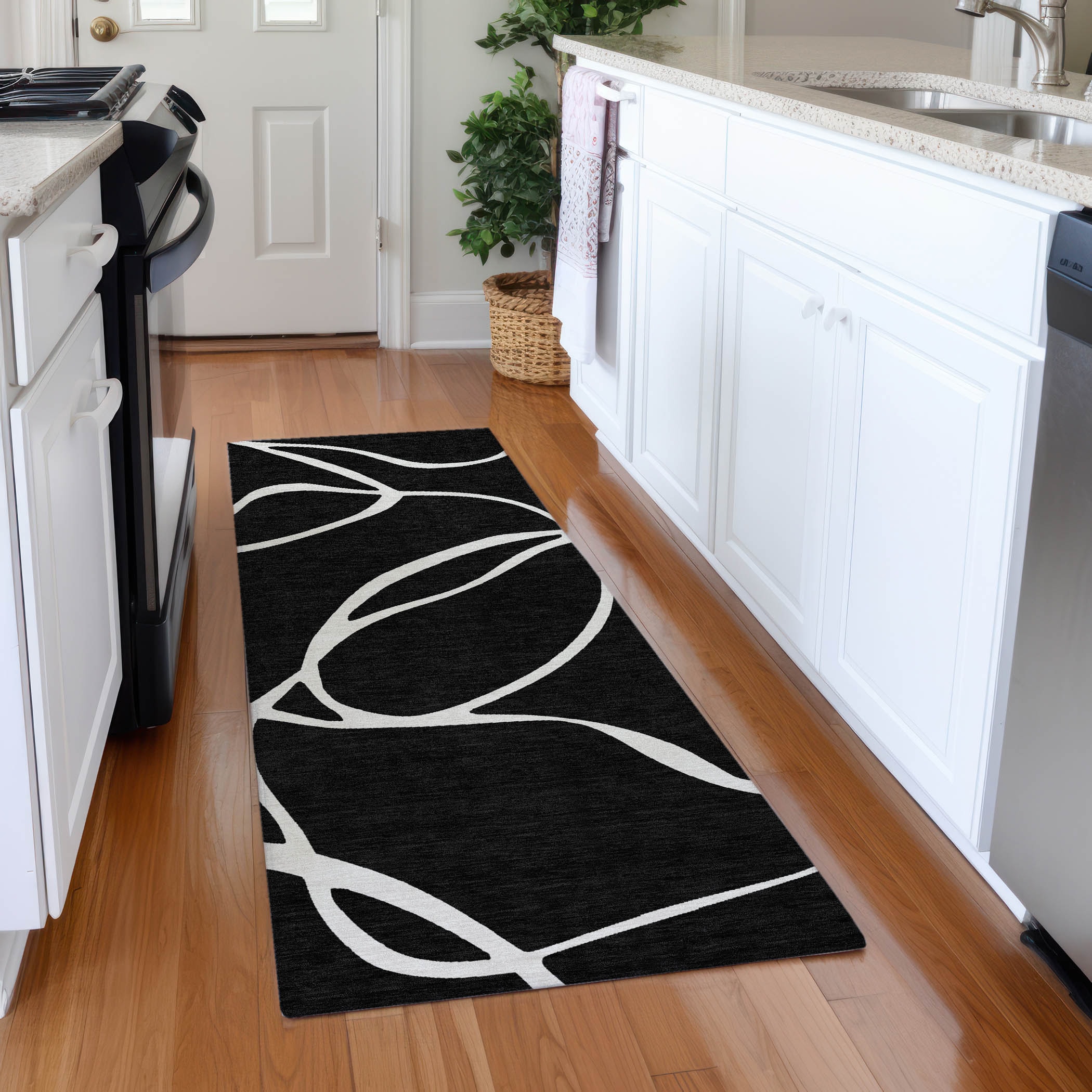 Addison Rugs ACN999BK2X8 Chantille ACN999BK 2 x 7 (ft) Polyester Black Rectangular Indoor/Outdoor Geometric Runner rug