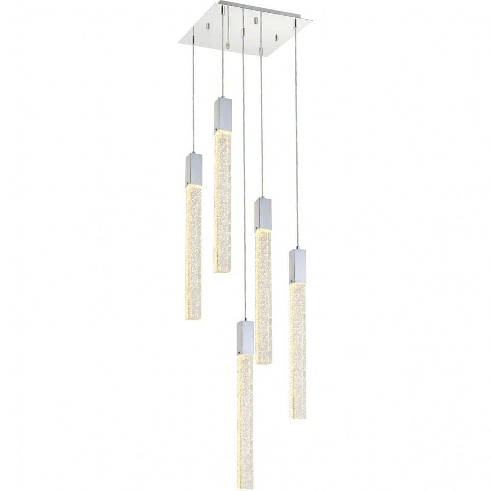 Elegant Lighting A-EL-2066D16C Weston 5 - Light Chrome Modern Halogen Crystal And Metal Pendant Light