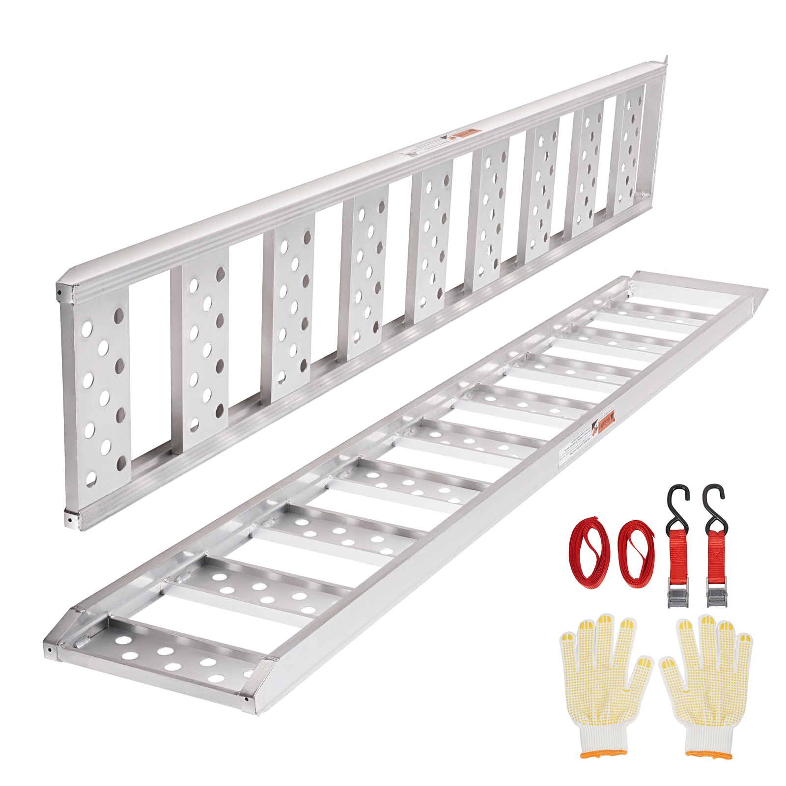 GIVIMO 2-Pack 78-in L x 12-in W 1250-lb Capacity Aluminum Loading Ramps with Treads and Straps