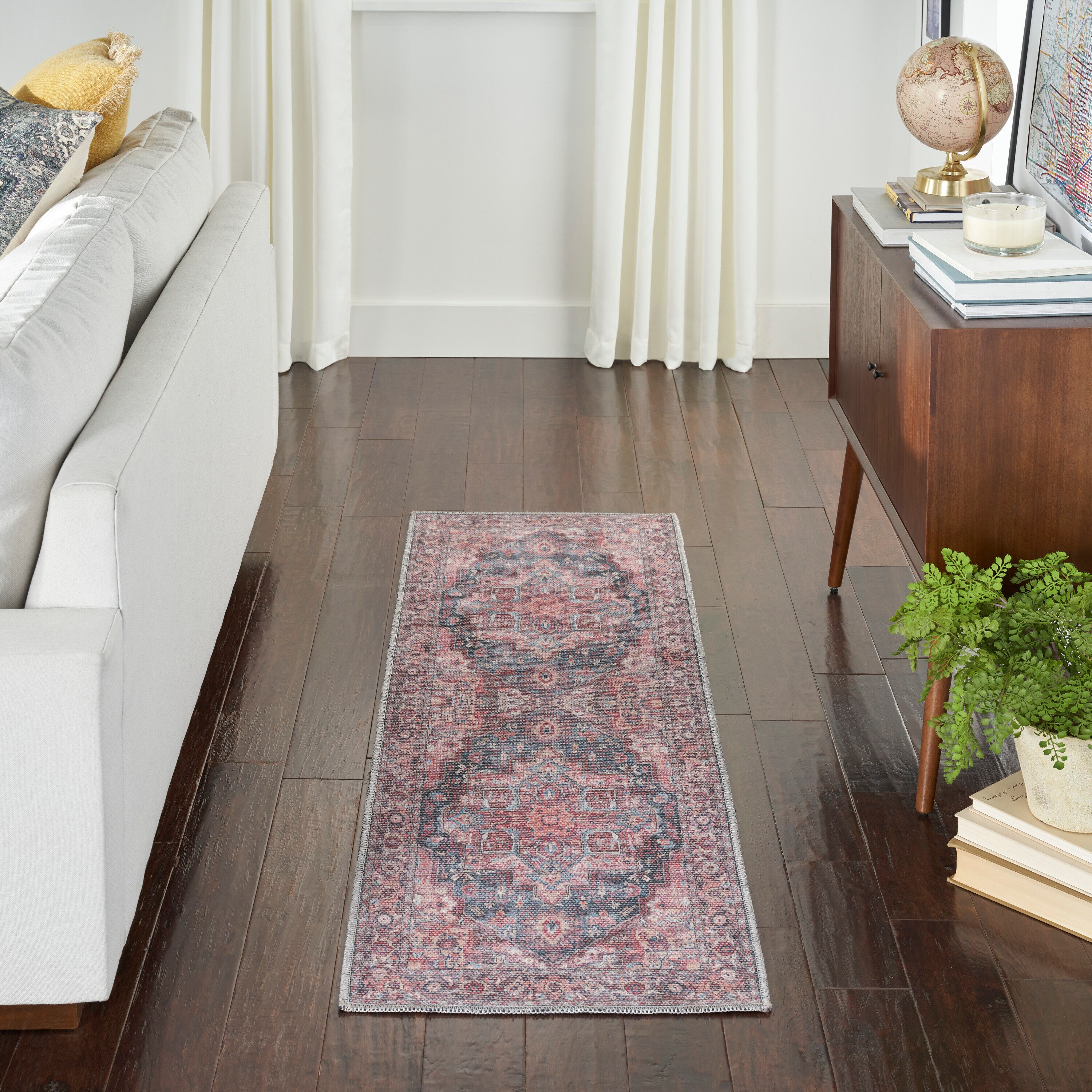 Nicole Curtis 099446127860 Machine Washable Series 1 2 x 8 (ft) Loomed Polyester Multicolor Rectangular Indoor Floral/Botanical Vintage Machine washable Runner rug