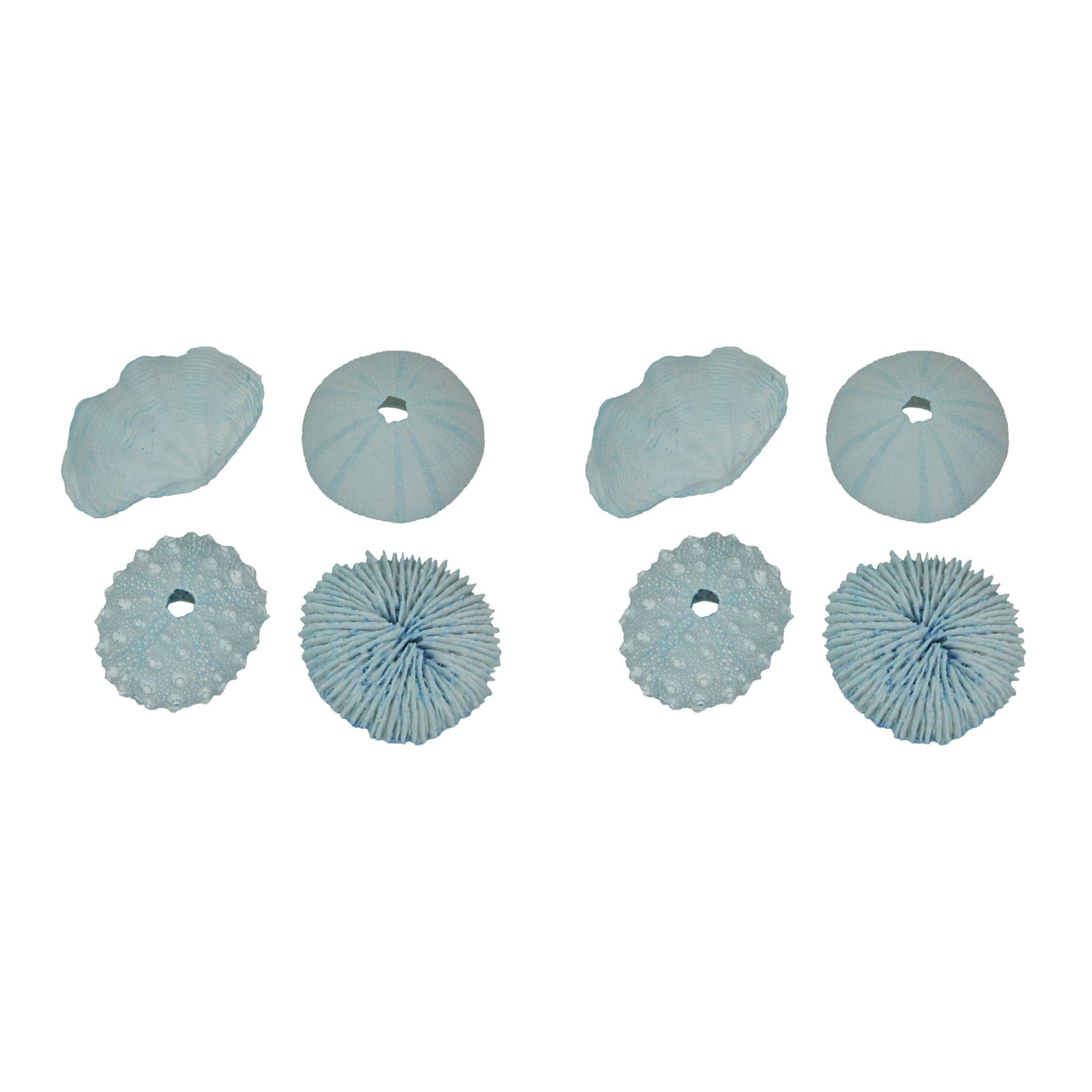Fancy That Gift & Decor FT-BEA98403-BL-SET Set of 8 Pale Blue Resin Clam and Sea Urchin Shell Decorative Accent Figures