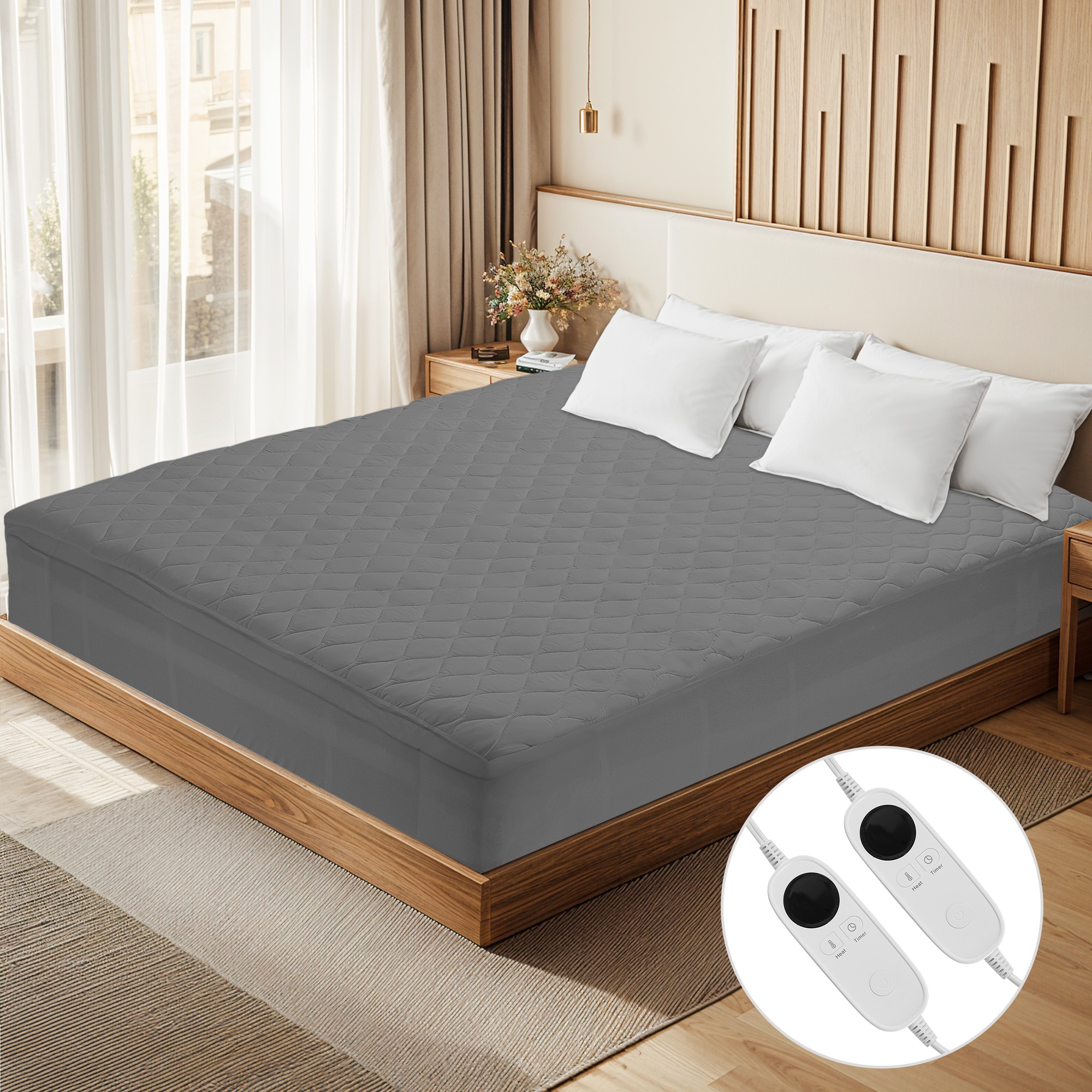 JEAREY JE-TYDR-GY-Q 16-Inches D Polyester Queen Hypoallergenic Mattress pad