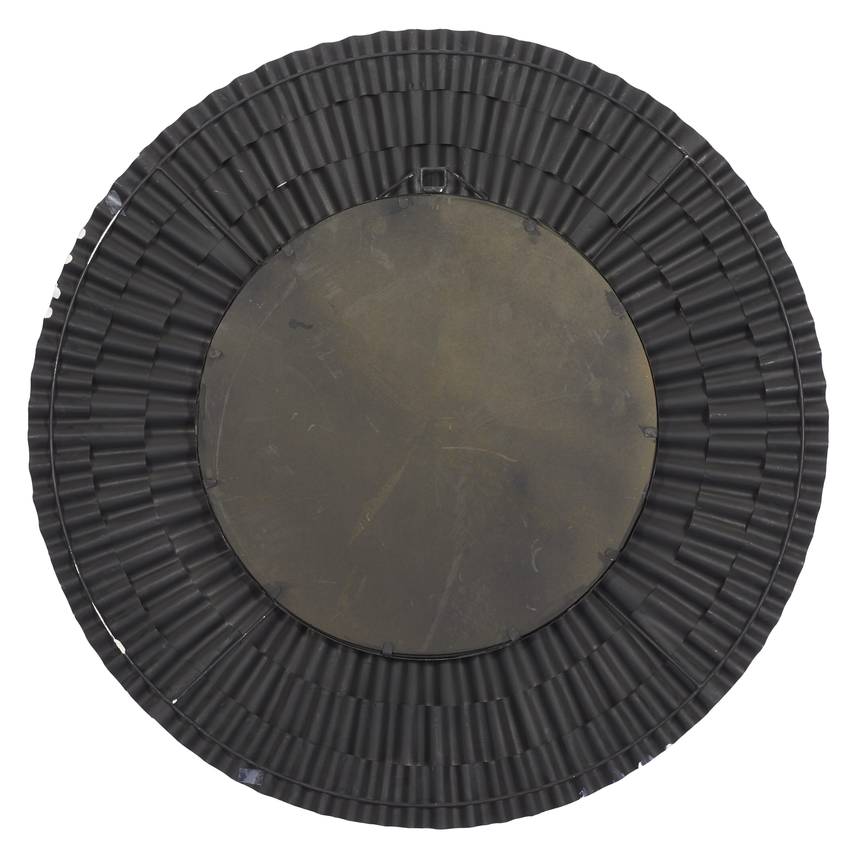 Rustic Sunburst Round Wall Mirror in Silver and Gold Leather