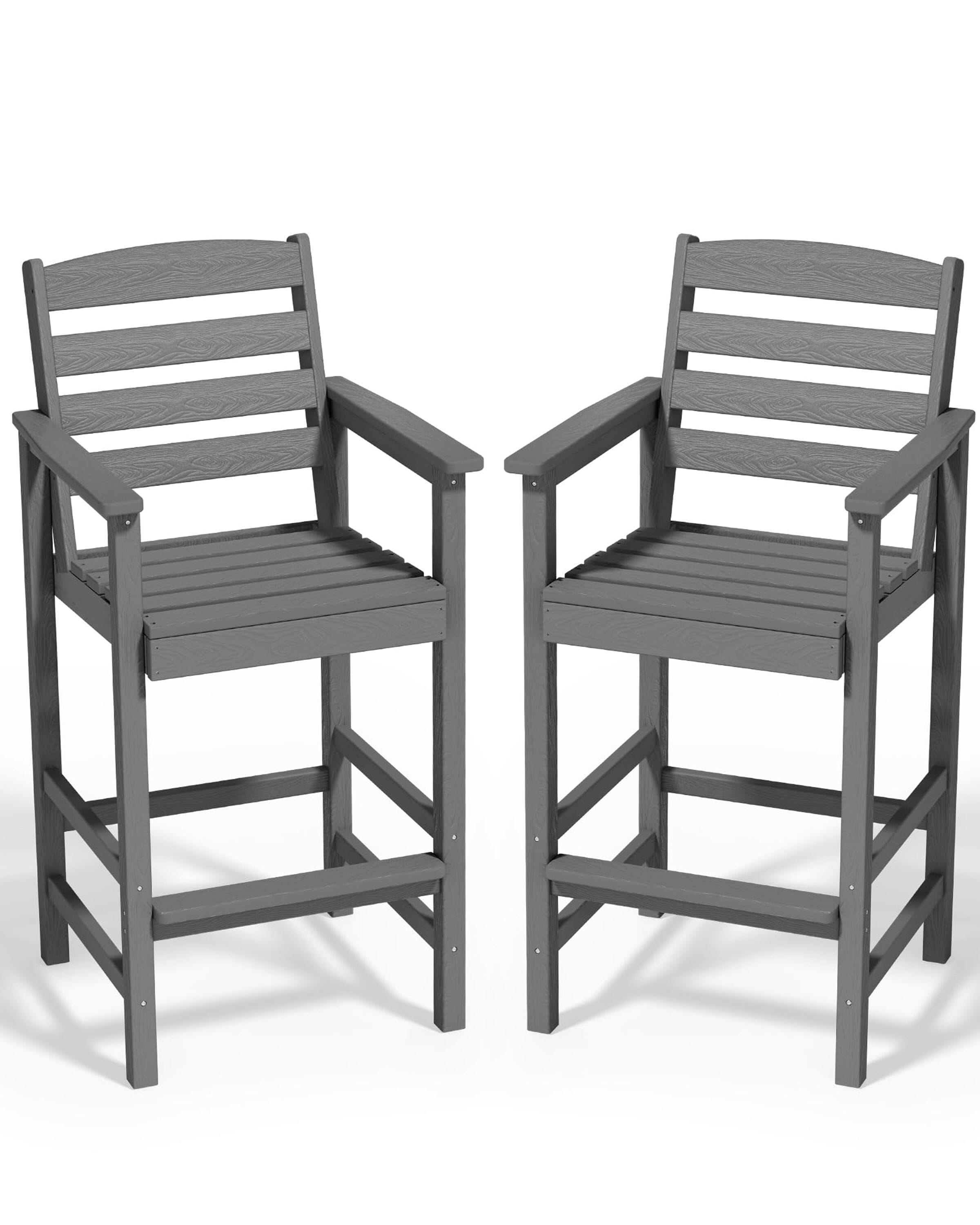 JEAREY Plastic Tall adirondack Chair Set Of 2 Set of 2 Gray HDPE