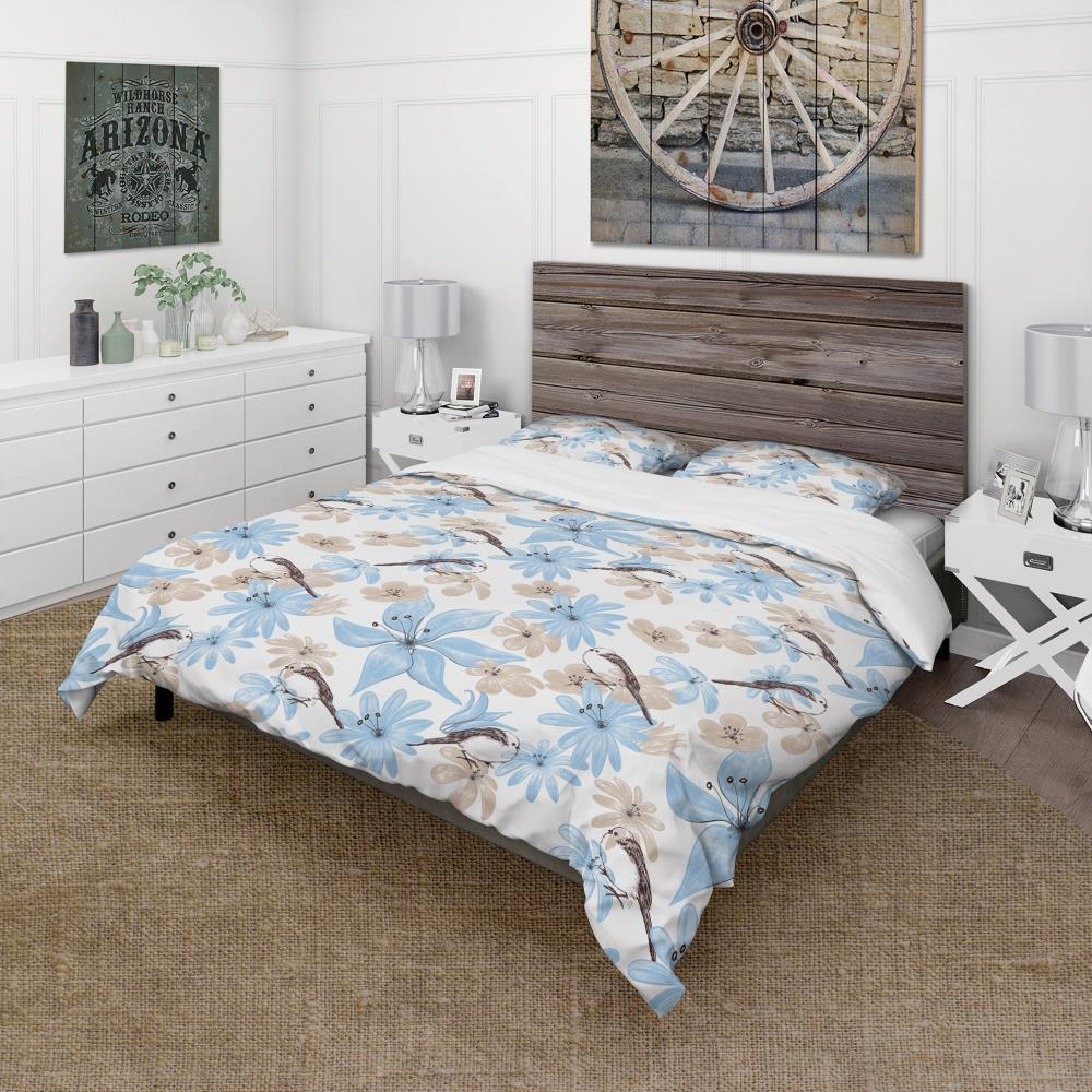 Designart BED19238-T 3 -Piece Blue Twin Duvet cover Set