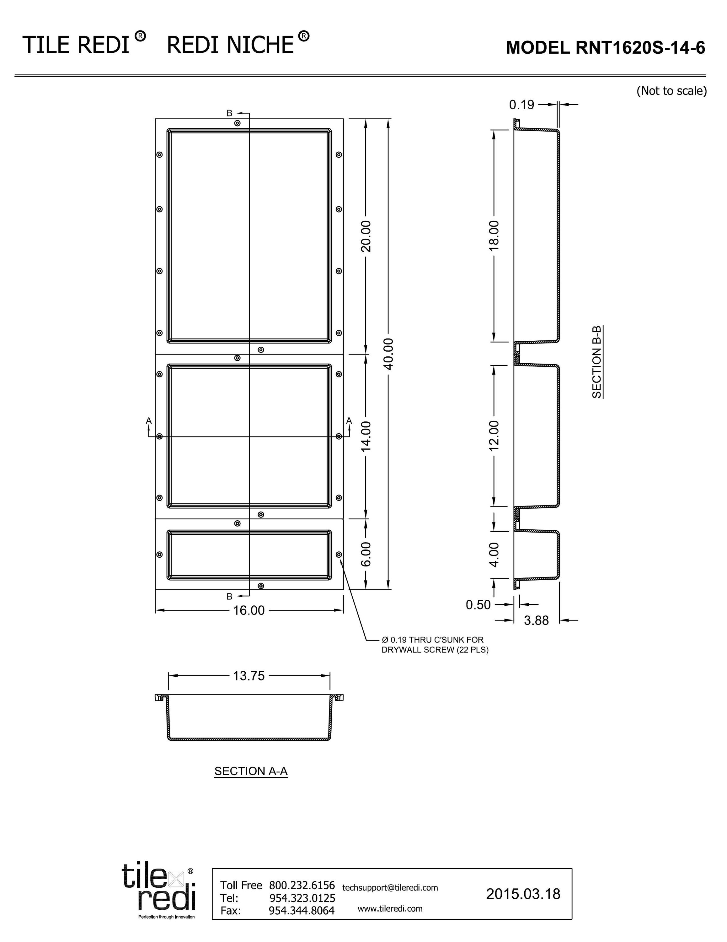 Tile Redi Niche Recessed Triple Shower Wall Shelf, 16-in W x 40-in H x ...