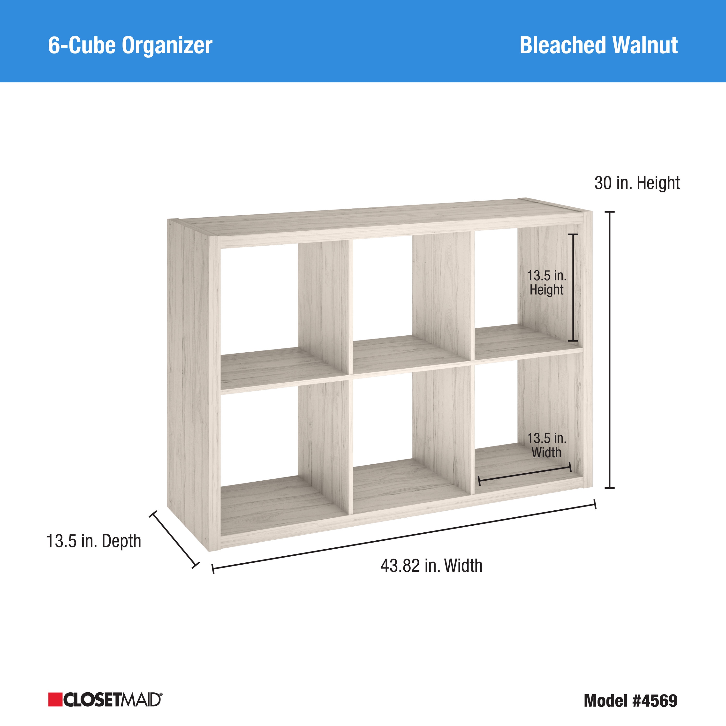 ClosetMaid 4109 Decorative 6-Cube Storage Organizer, Black Walnut