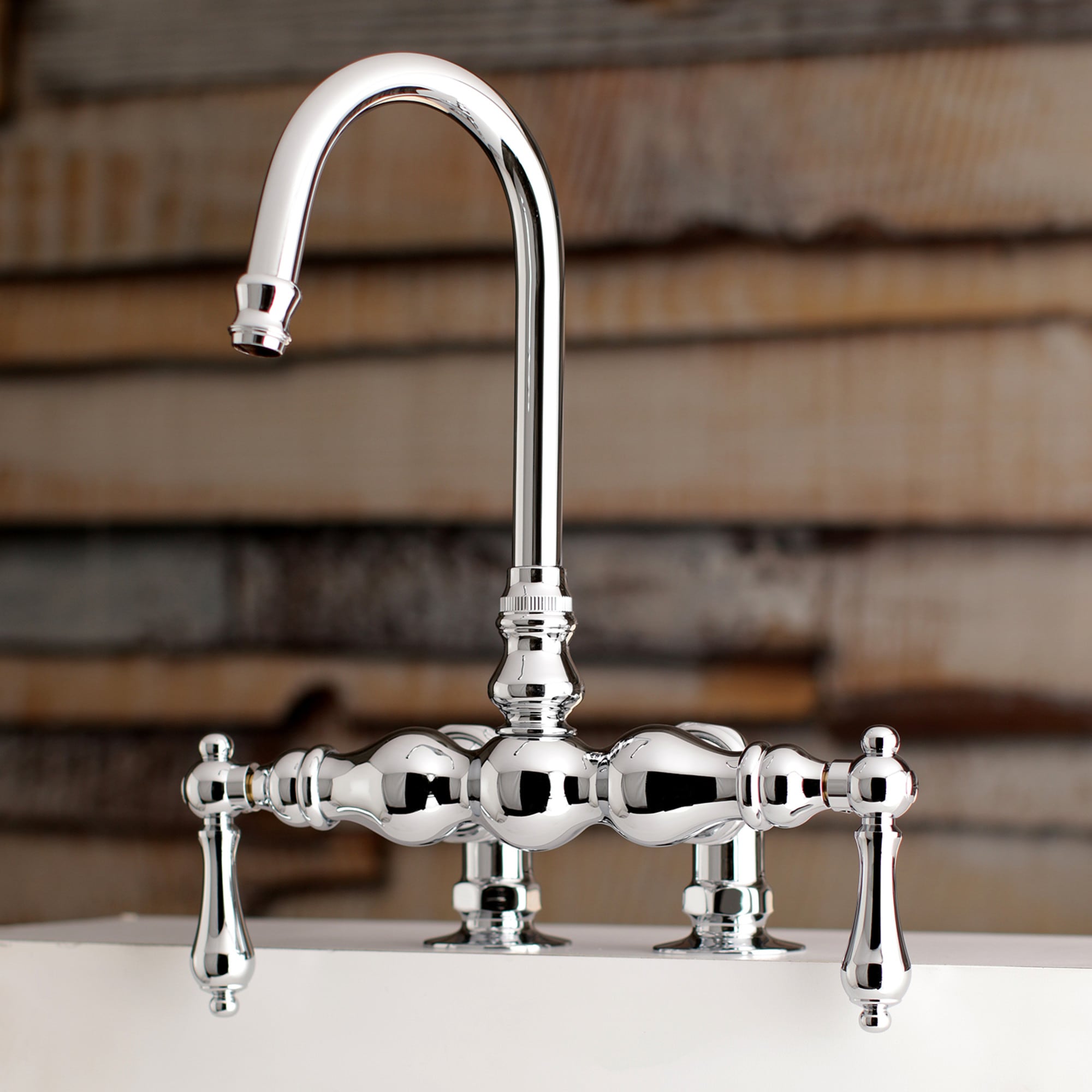 Kingston Brass WLAE92T1 Vintage Polished chrome 2-handle Deck-mount Roman High-arc Bathtub Faucet ( Valve Included )